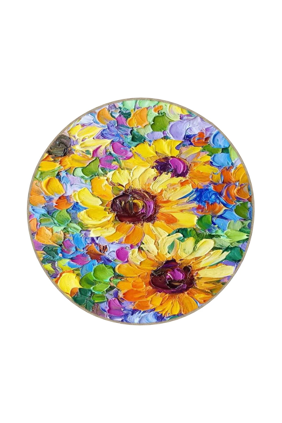 Floral Sarı Beyaz Açan Çiçekli Desenli Dekoratif ve Dokuma Taban Yıkanabilir Halı miravip8855