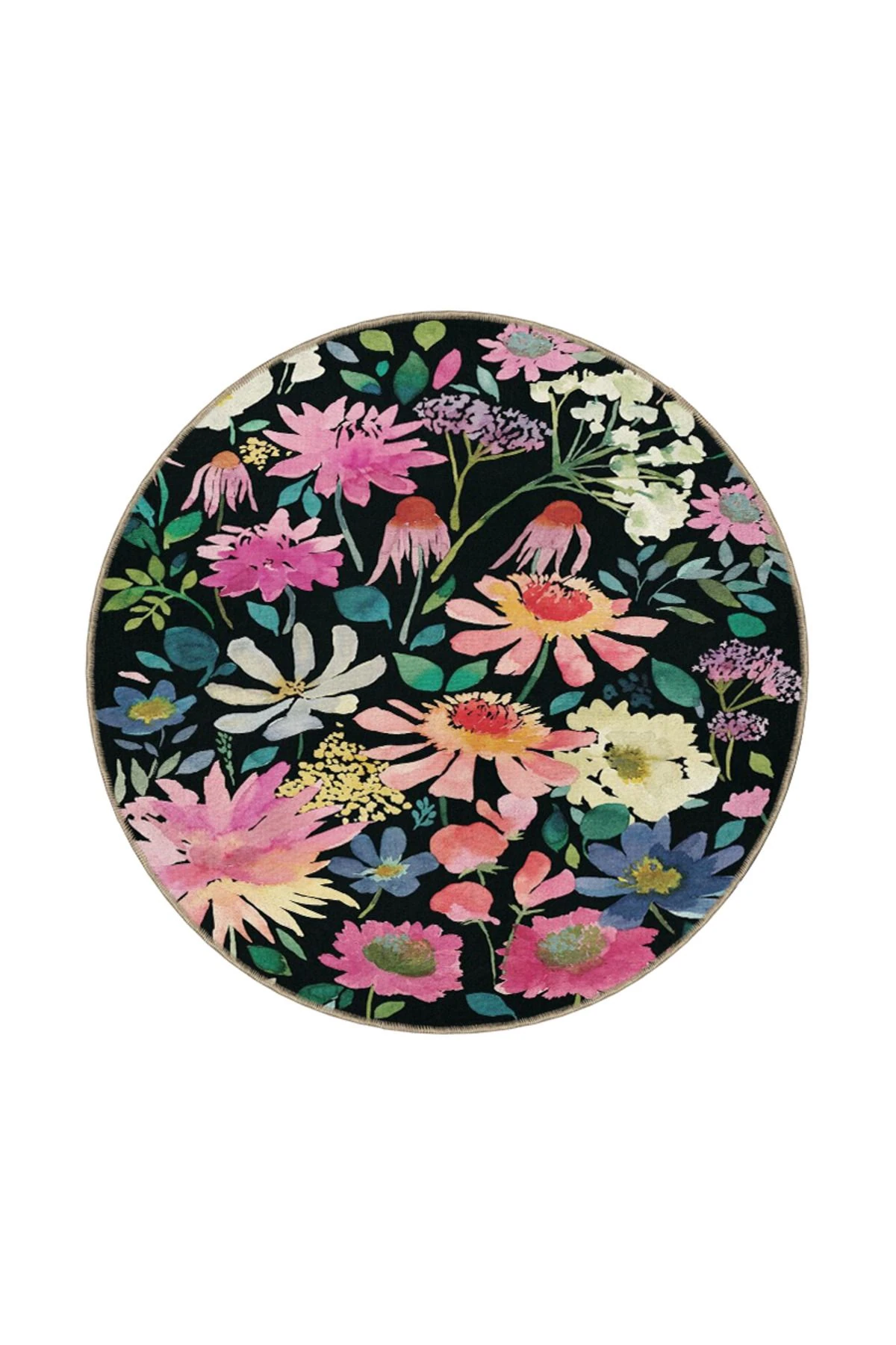 Siyah Tonlu Floral Desenli Dokuma Taban miravip680