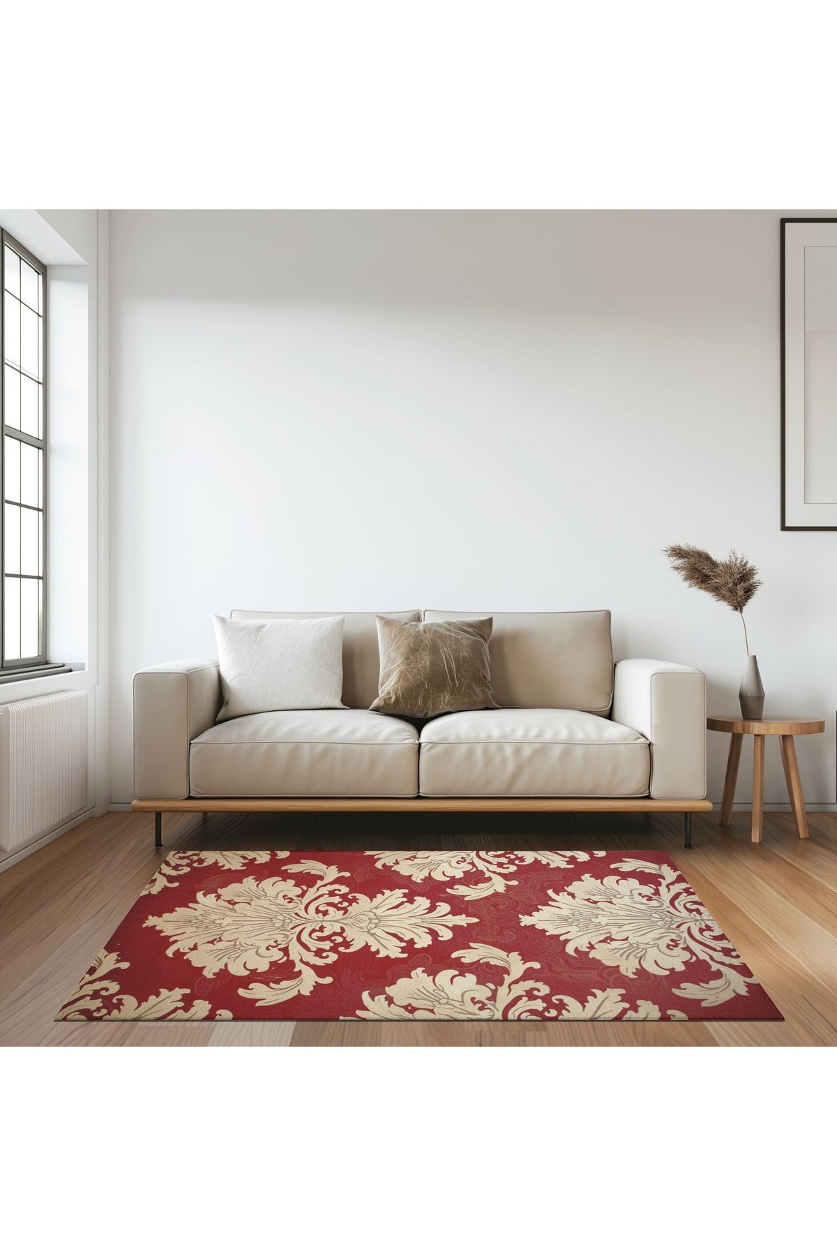 Kırmızı Kreatif Temalı Desenli Dokuma Taban Halı ve Yıkanabilir Halı miravip10036