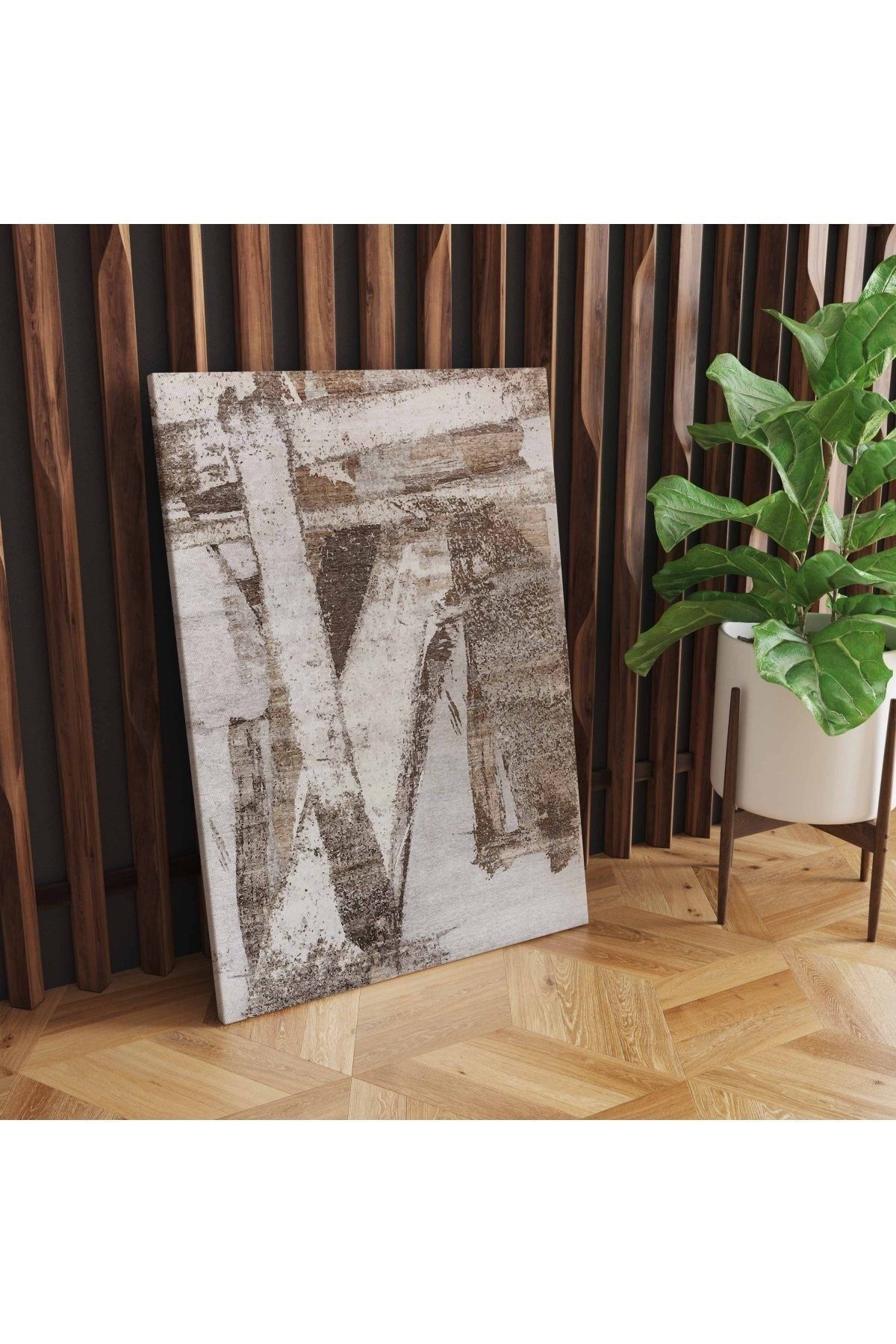 Kanvas Tablo Bej Ve Natural Soyut Temalı 47