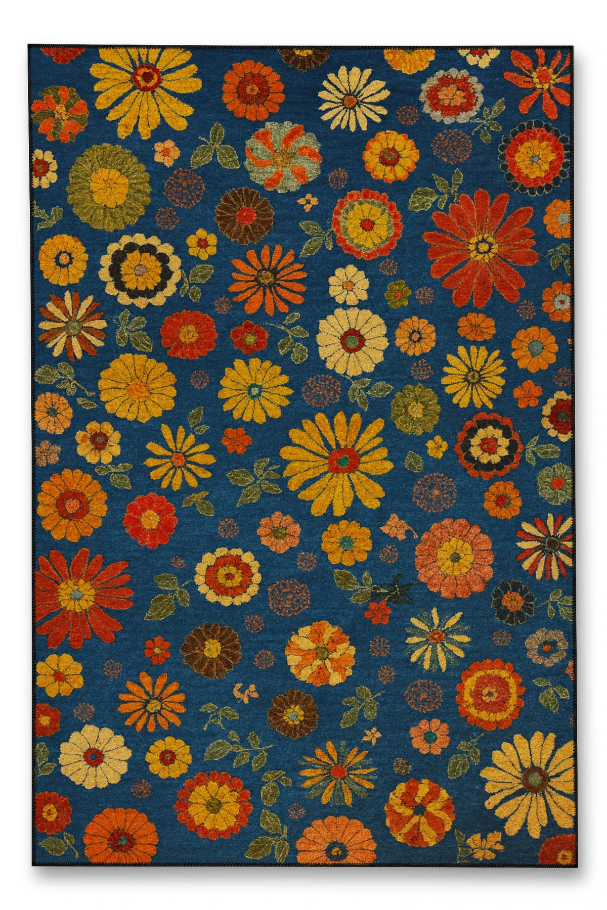 MOSSO Çiçek Motifli Desen Dokuma Taban Vintage Dekoratif Halı mosso908