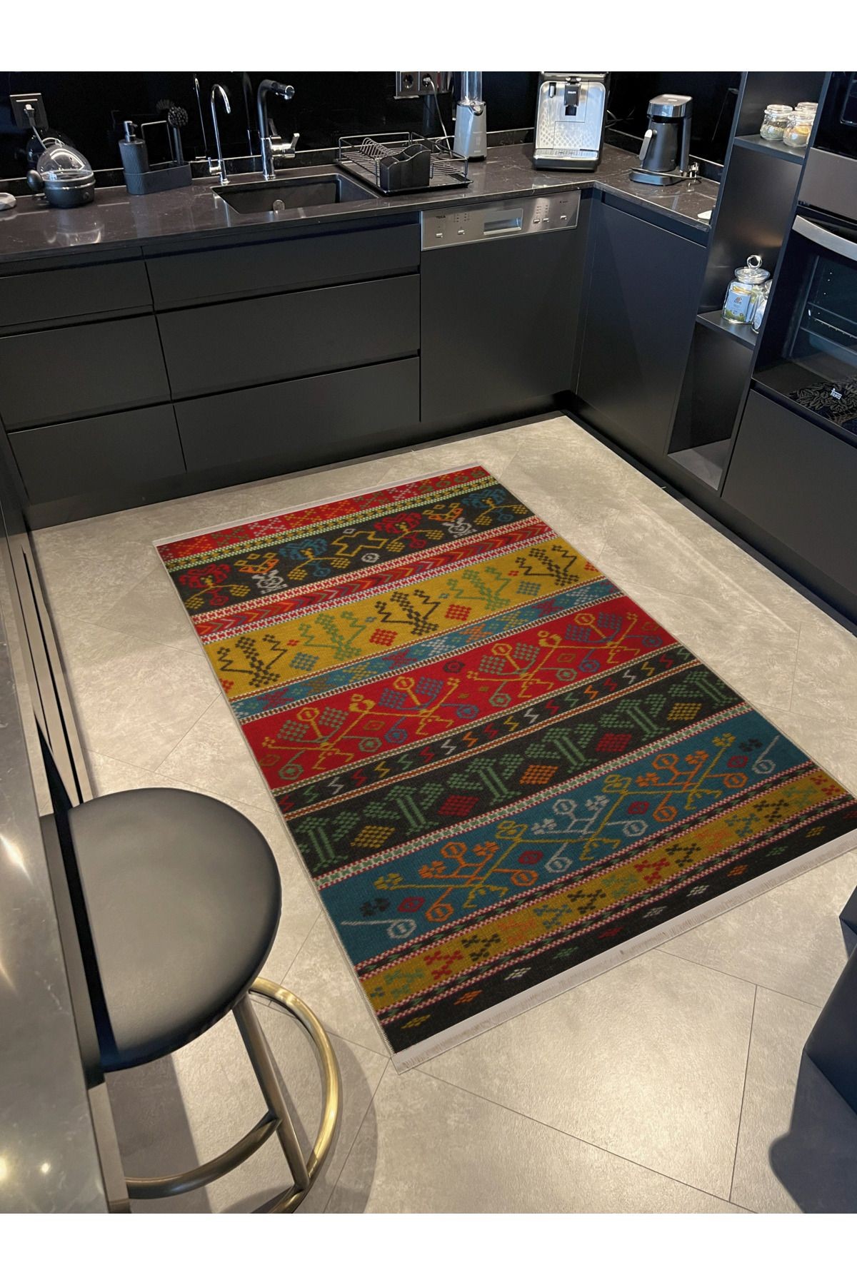 Açık Ton Çok Renkli Geleneksel Motif Desenli Vintage Dekoratif Halı 2904