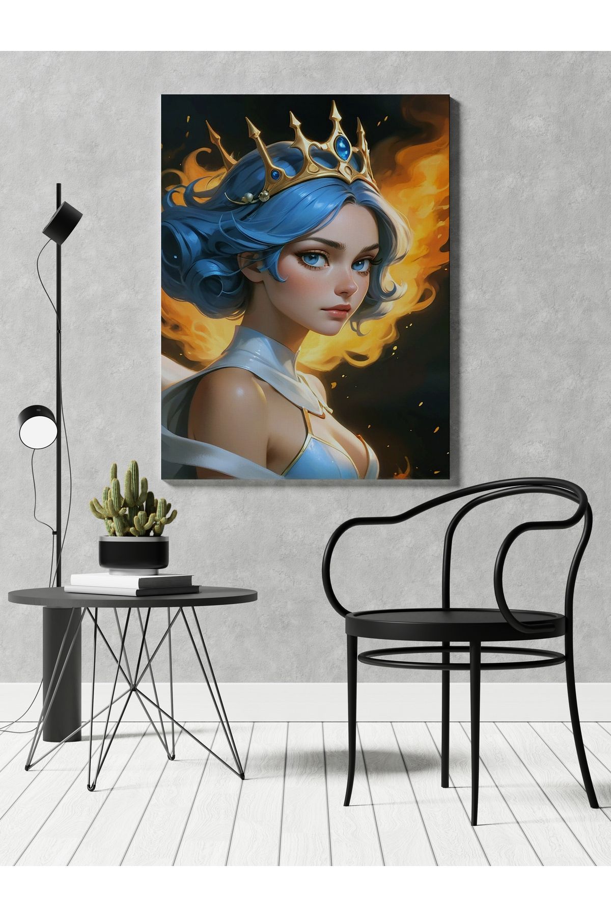 Kanvas Tablo Taçlı Kız Temalı Desenli Modern Tablo