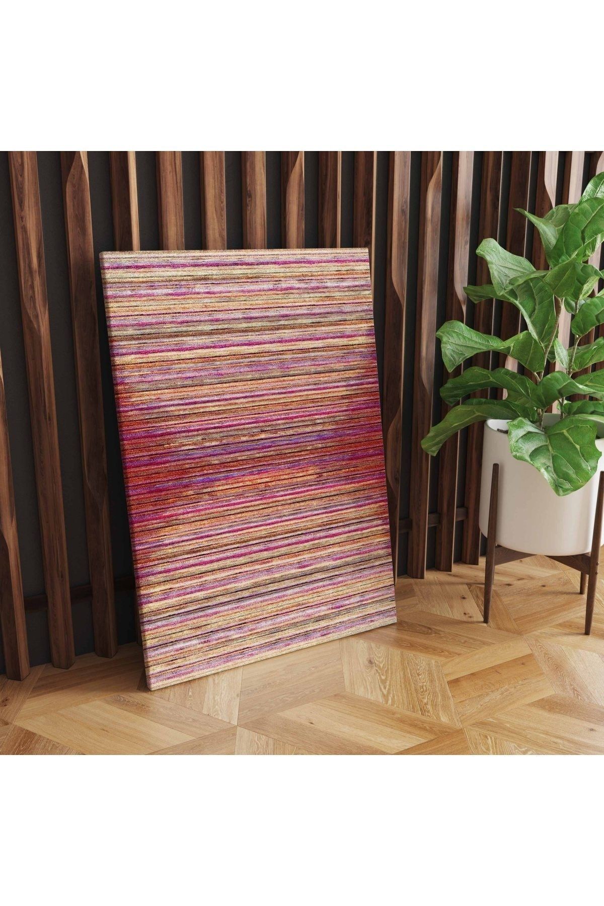 Kanvas Tablo Çizgili Kırmızı Pembe Temalı 40