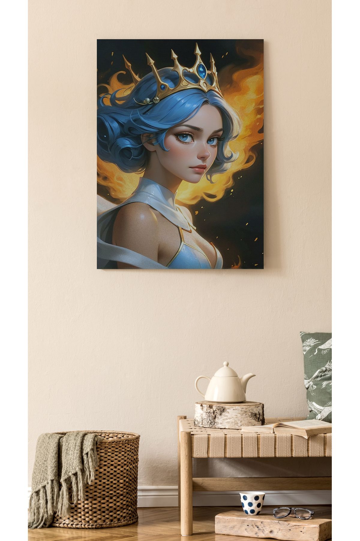 Kanvas Tablo Taçlı Kız Temalı Desenli Modern Tablo