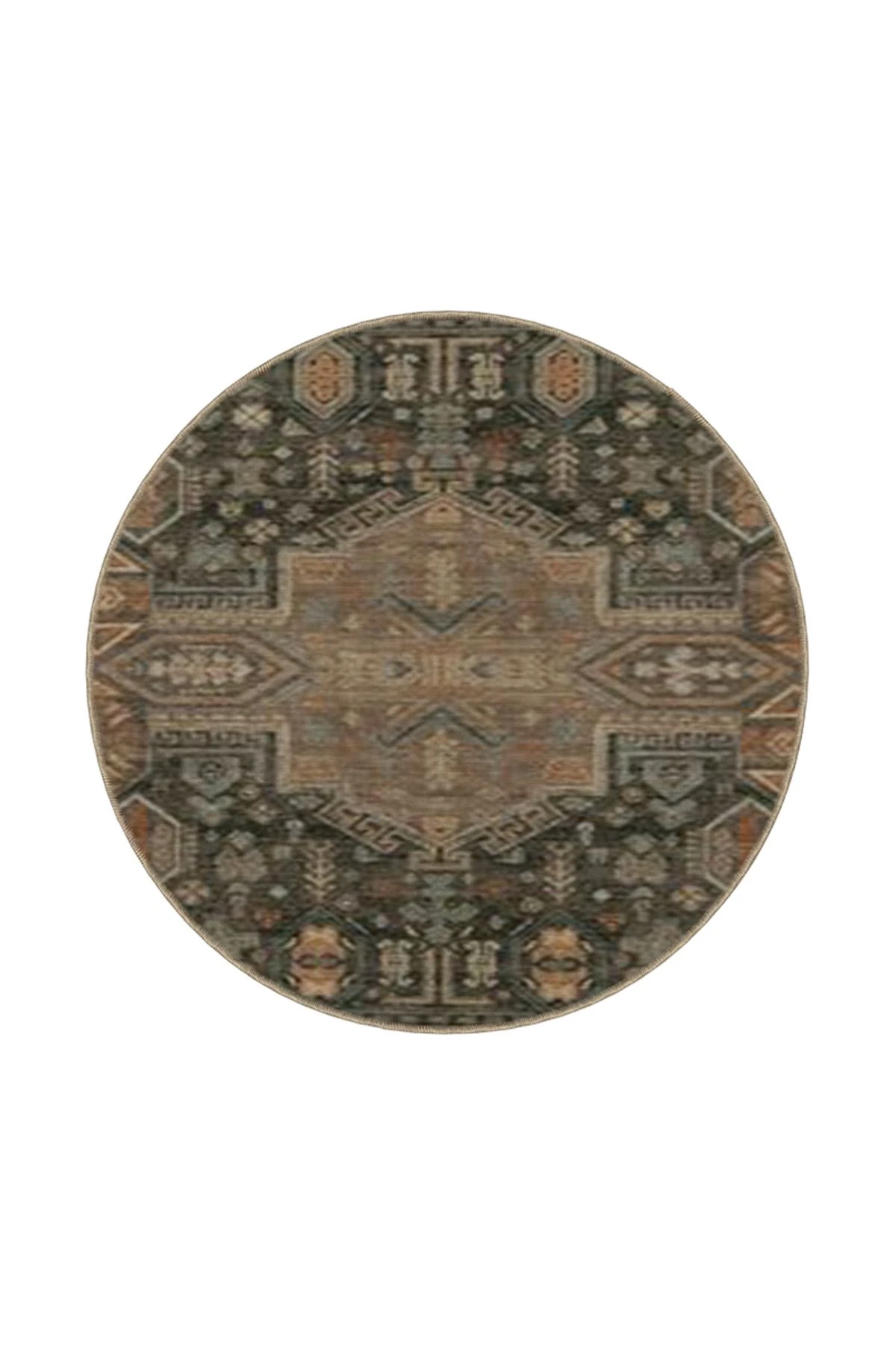 Kahverengi Renkli Modern Geleneksel Desenli Geometrik Dokuma Taban Halı miravip8120