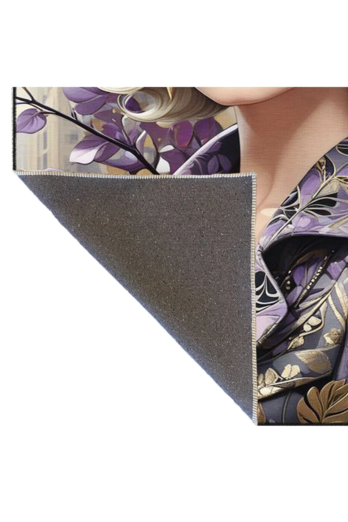 Mor Tonlarda Asil Kız Desenli Dokuma Taban miravip773