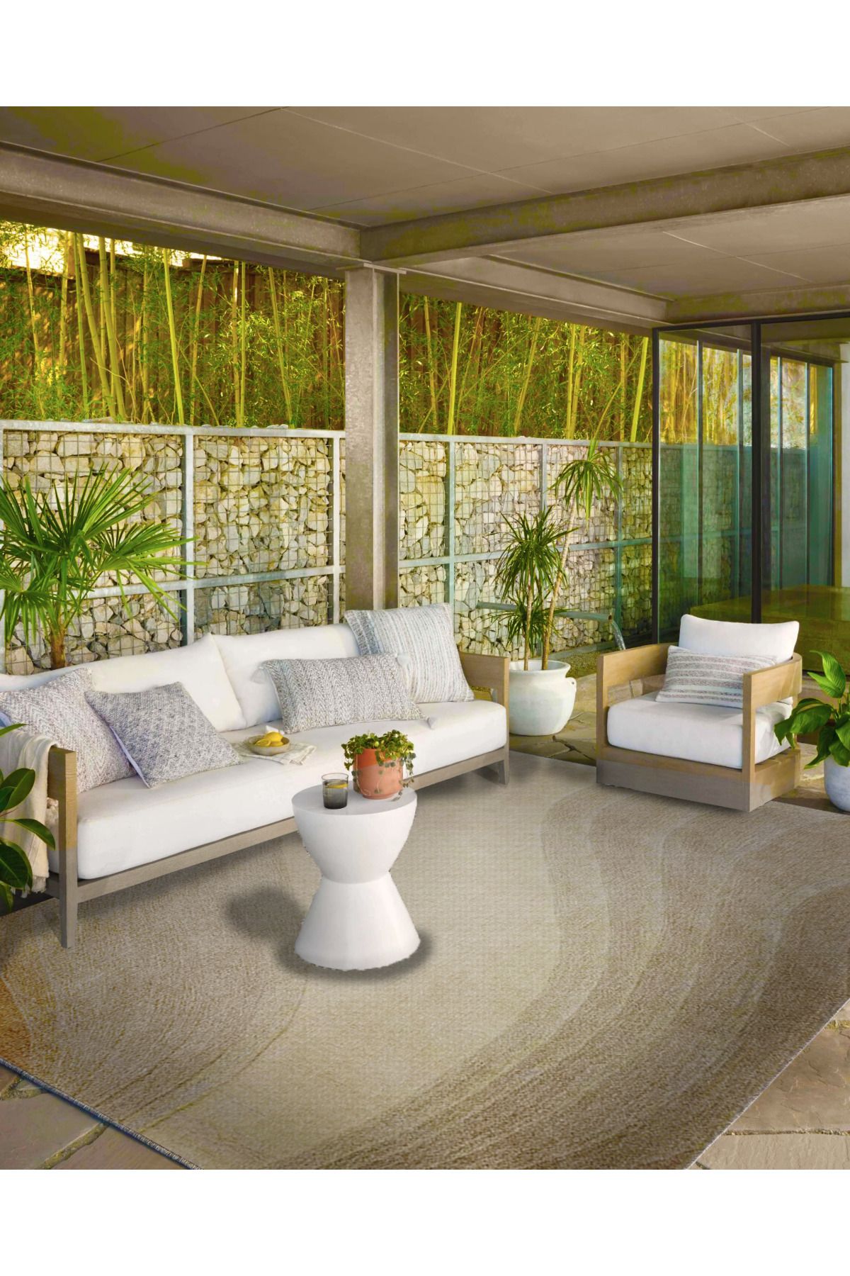 Kahverengi Çizgili Desenli Dokuma Taban Halı ve Yıkanabilir Halı miravip9917