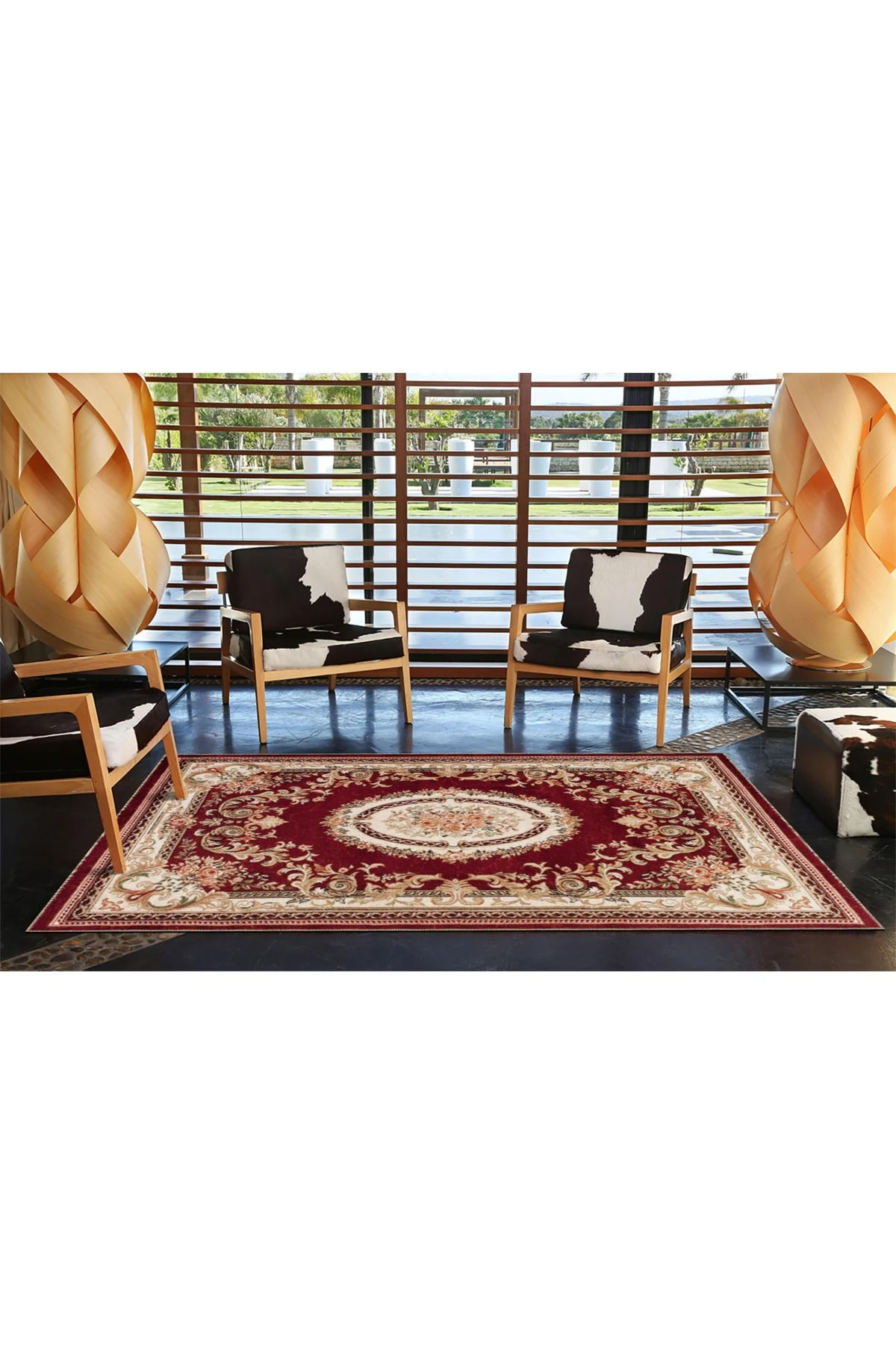 Kırmızı Geometrik Dokuma Taban Halı miravip196