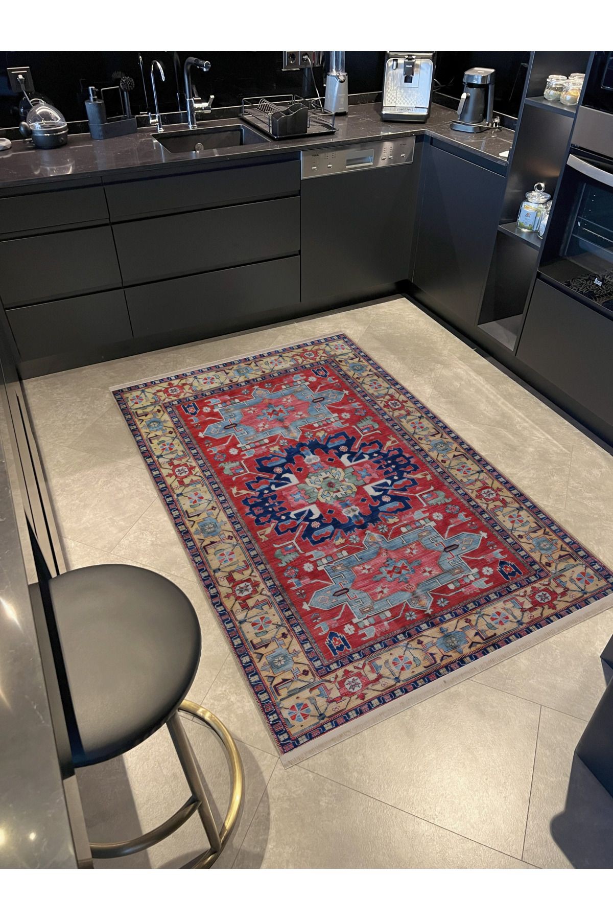 Çok Renkli Geleneksel Motif Etnik Desenli Vintage Dekoratif Halı 2419
