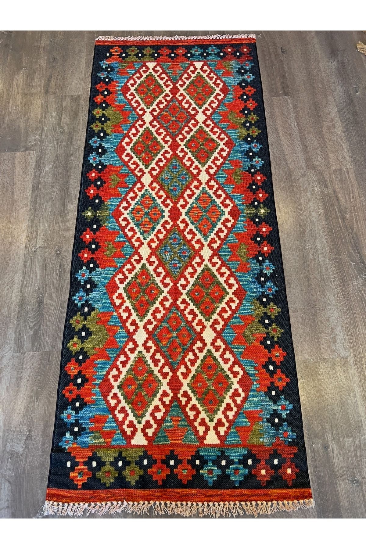 Cotton 552 Etnik Desenli Otantik Canlı Çok Renkli Kilim