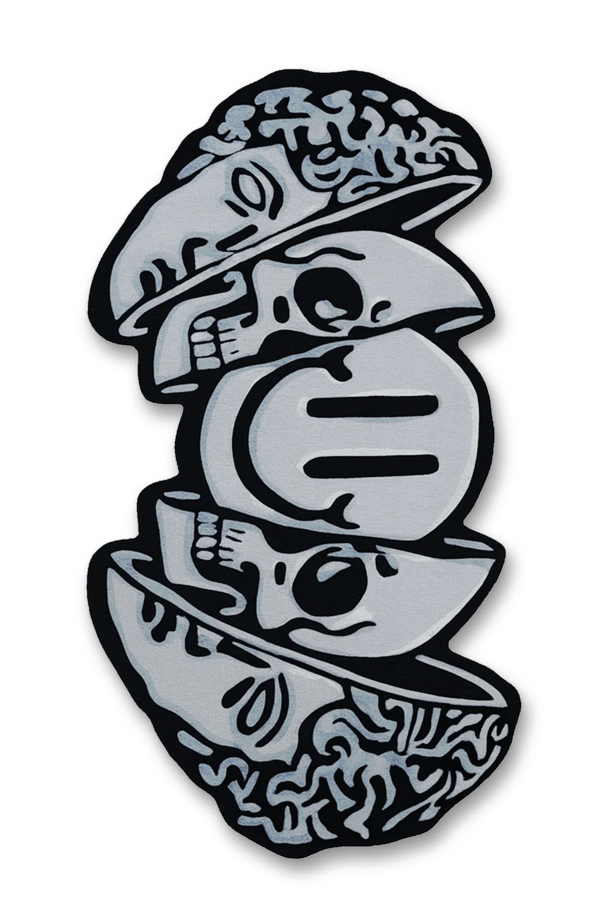 MOSSO Gri Tonlar Kafatası Güler Yüz Soyut Desenli Dokuma Taban Modern Dekoratif Halı mosso344