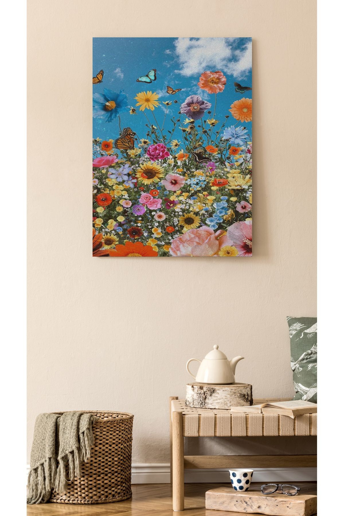 Kanvas Tablo Mavi Gök Altında Floral Temalı Modern Tablo