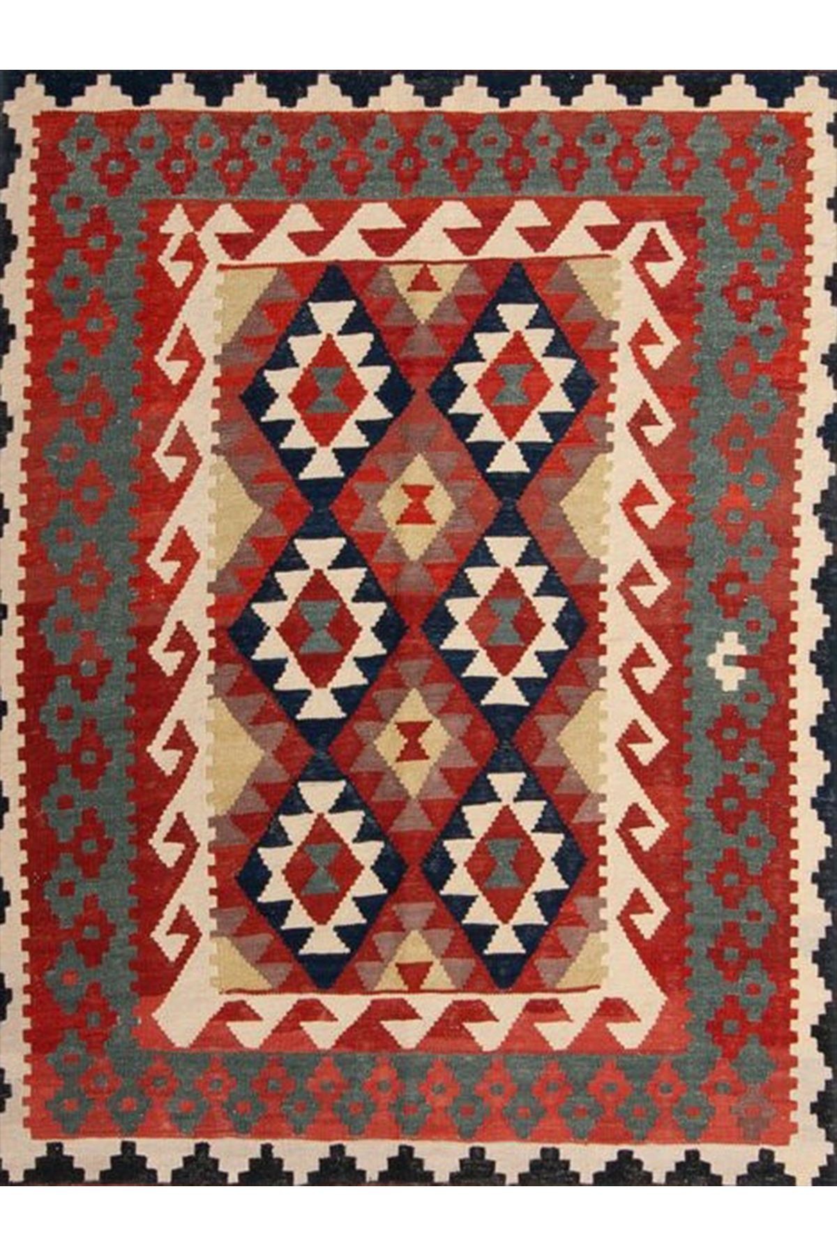 Aysu Koleksiyonu Yeşil Turuncu Detaylı Etnik Desenli Dokuma Taban Modern Dekoratif Halı aysu18