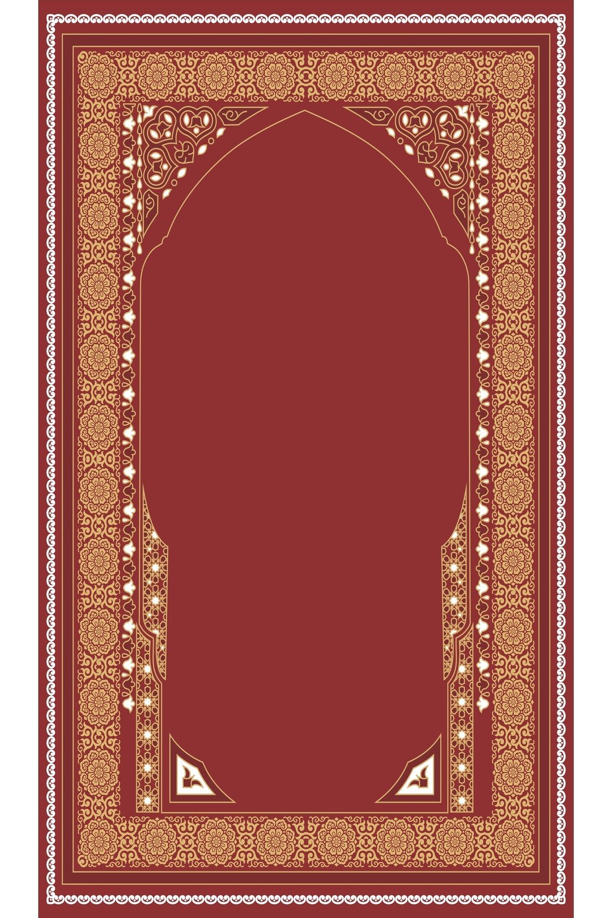 Kırmızı Çiçek Temalı Geometrik Seccade 70x120