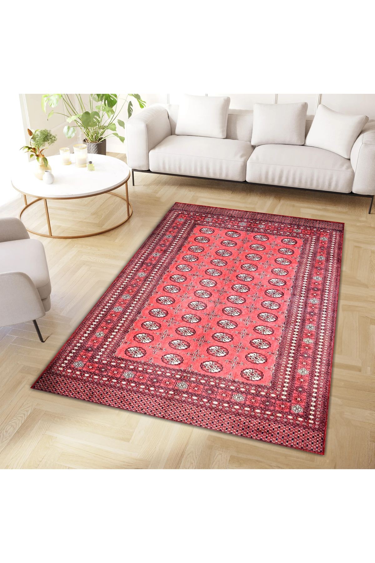 Melisa Koleksiyonu Soft Kırmızı Temalı Desenli Dokuma Taban Modern Dekoratif Halı melisa28