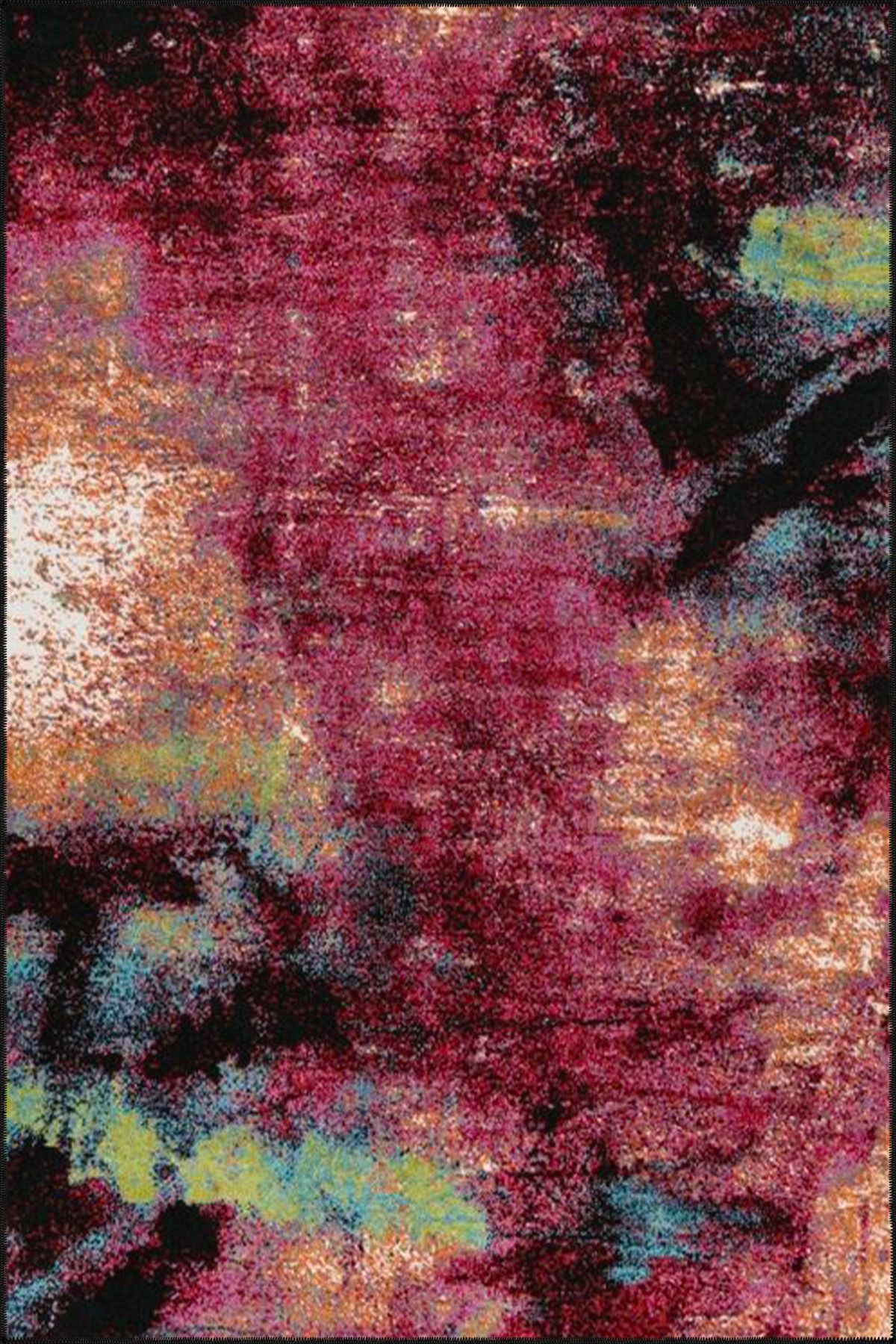 Mor Siyah Pastelli Desenli Dokuma Taban Halı ve Yıkanabilir Halı miravip10418