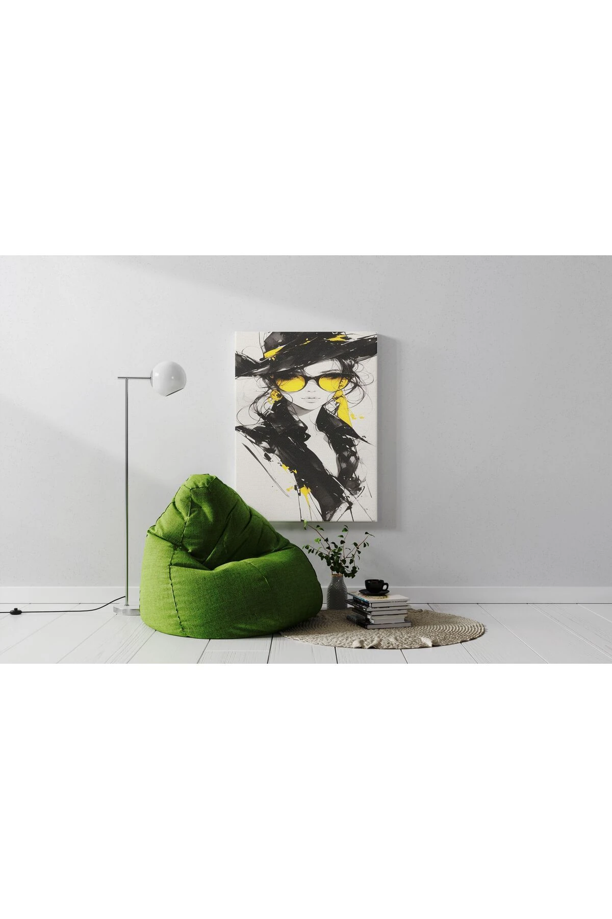 Kanvas Tablo Sarı Gözlüklü Kadın Temalı Tablo