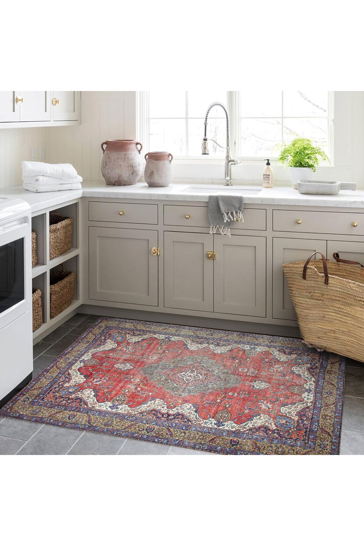 Mete Koleksiyonu Kırmızı Temalı Geleneksel Motifli ve Etnik Desenli Vintage Dekoratif Halı 04