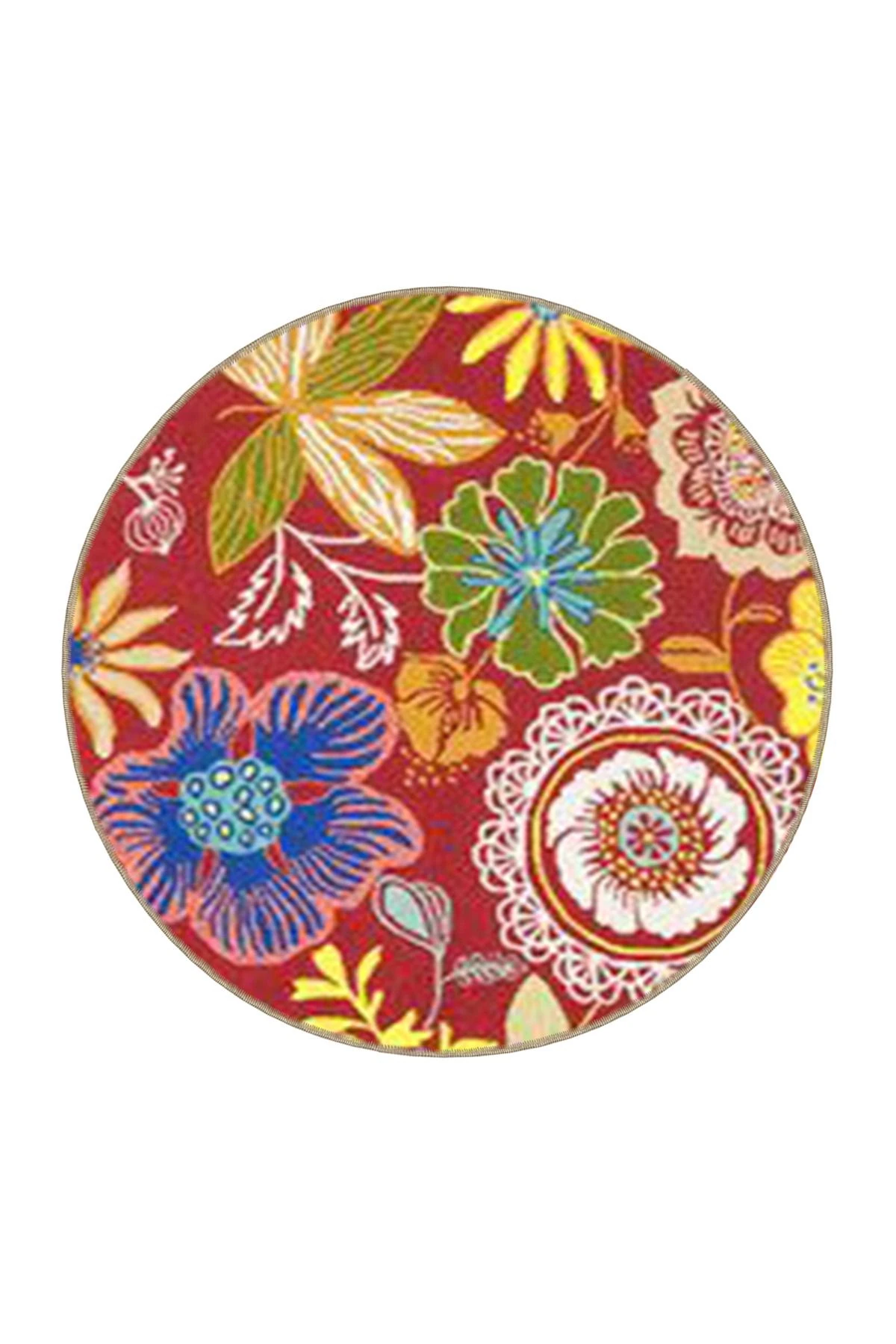 Kırmızı Temalı Karma Floral Çiçek Desenli Kreatif Modern Dekoratif Halı 3618