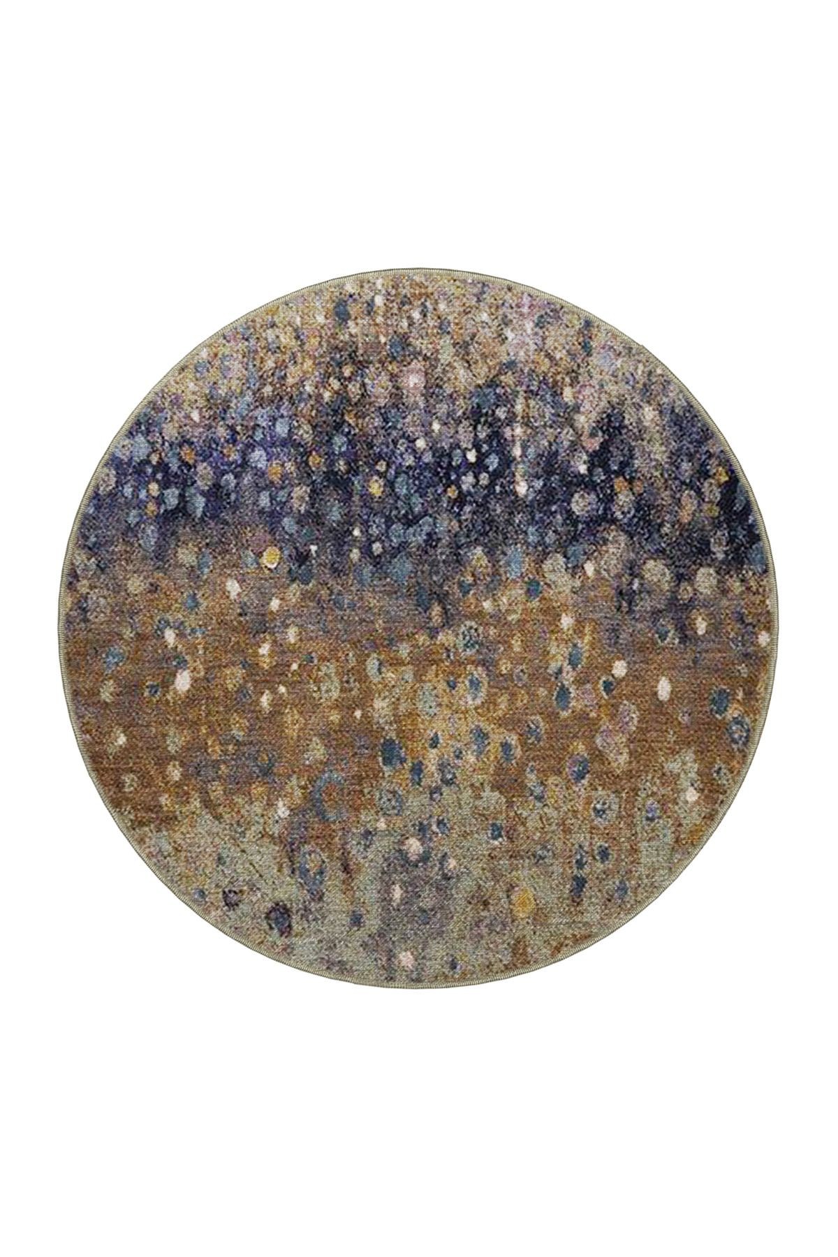 Çok Renkli Soyut Abstract Nokta Desenli Modern Dekoratif Halı 3969
