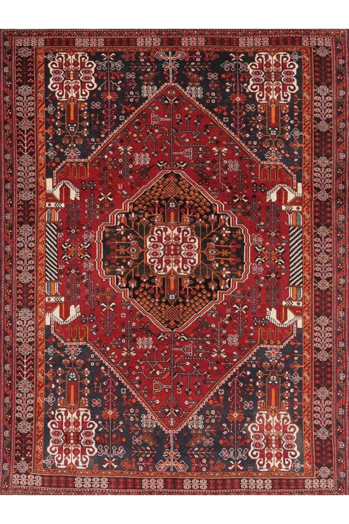 Asena Koleksiyonu Bordo Tonlarda Etnik Motifler ve Geleneksel Desenli Vintage Dekoratif Halı 49
