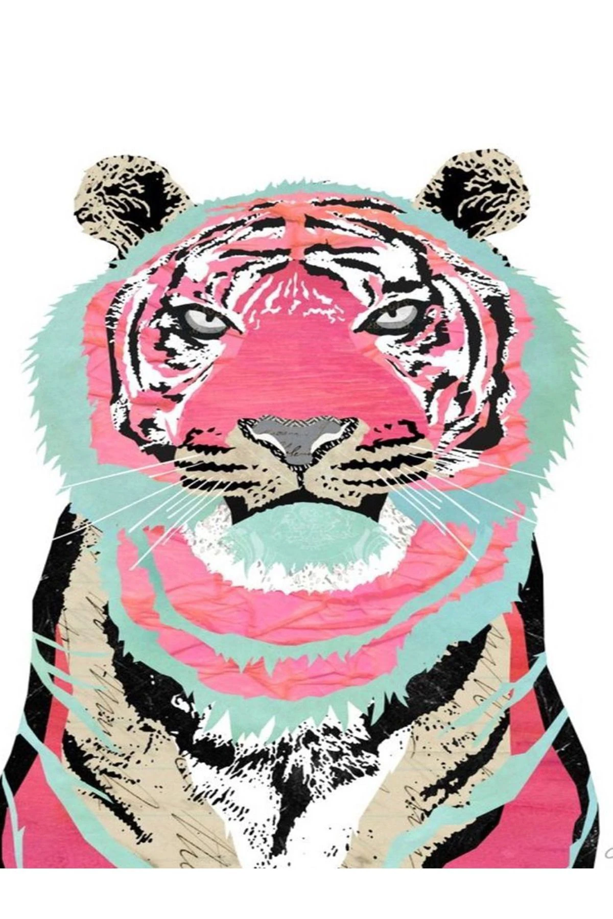 İnci Koleksiyonu Pembe ve Mavi Detaylı Kaplan Desenli Dokuma Taban Modern Dekoratif Halı inci31