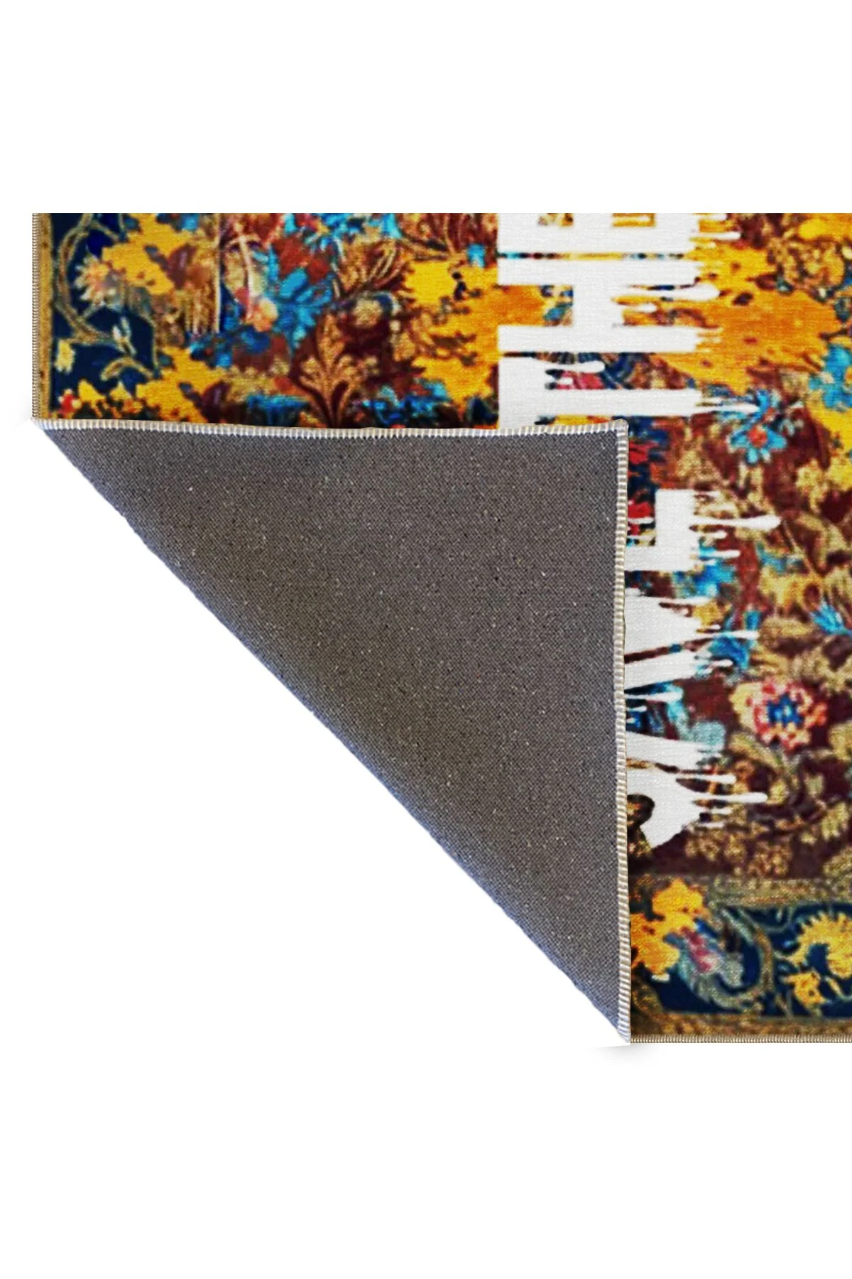 Written Koleksiyonu Save The Hsitory Yazılı Çiçek Desenli Modern Dekoratif Halı 05