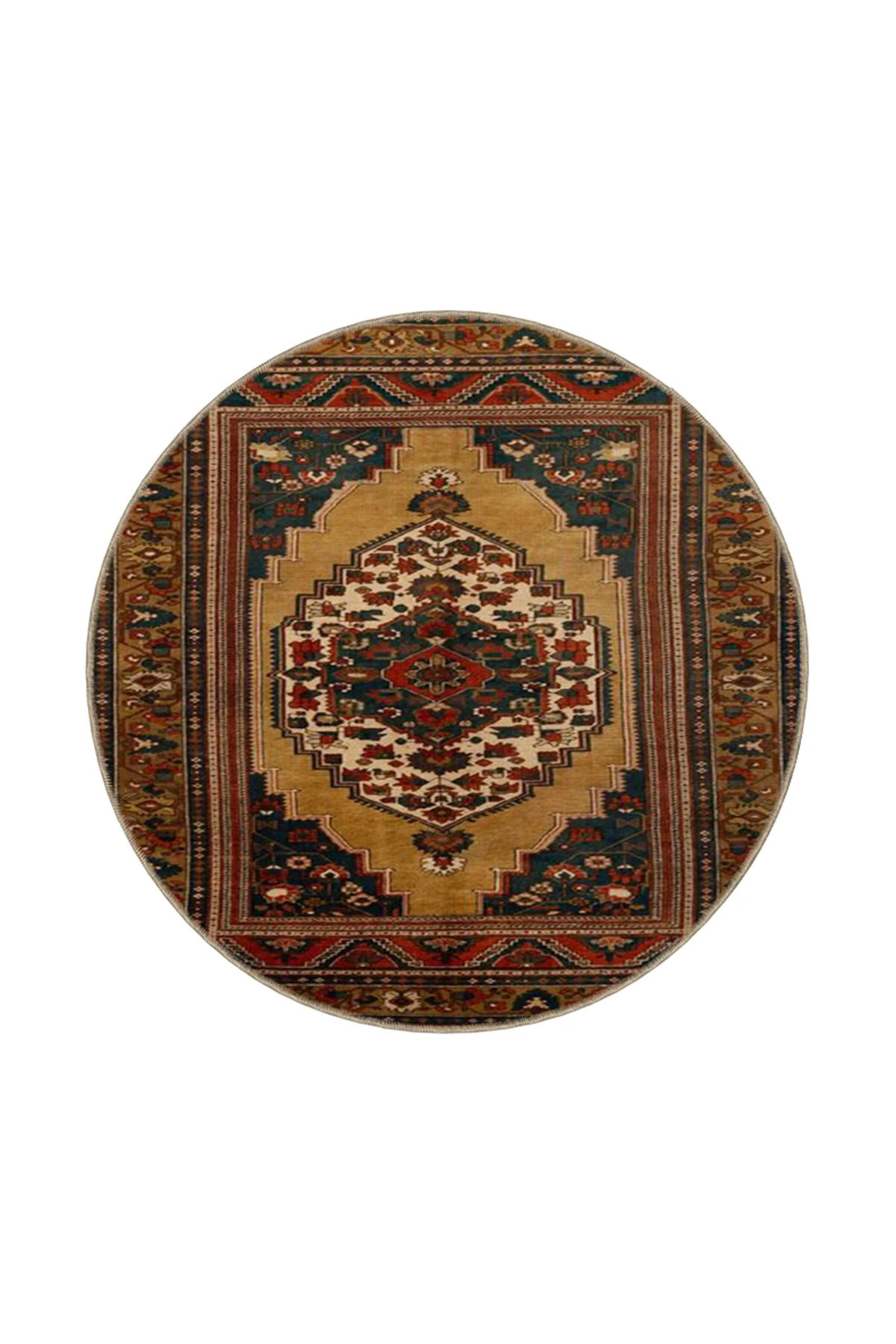 Kahverengi Renklerdinde Geleneksel Geometrik Modern Dekoratif Halı miravip473