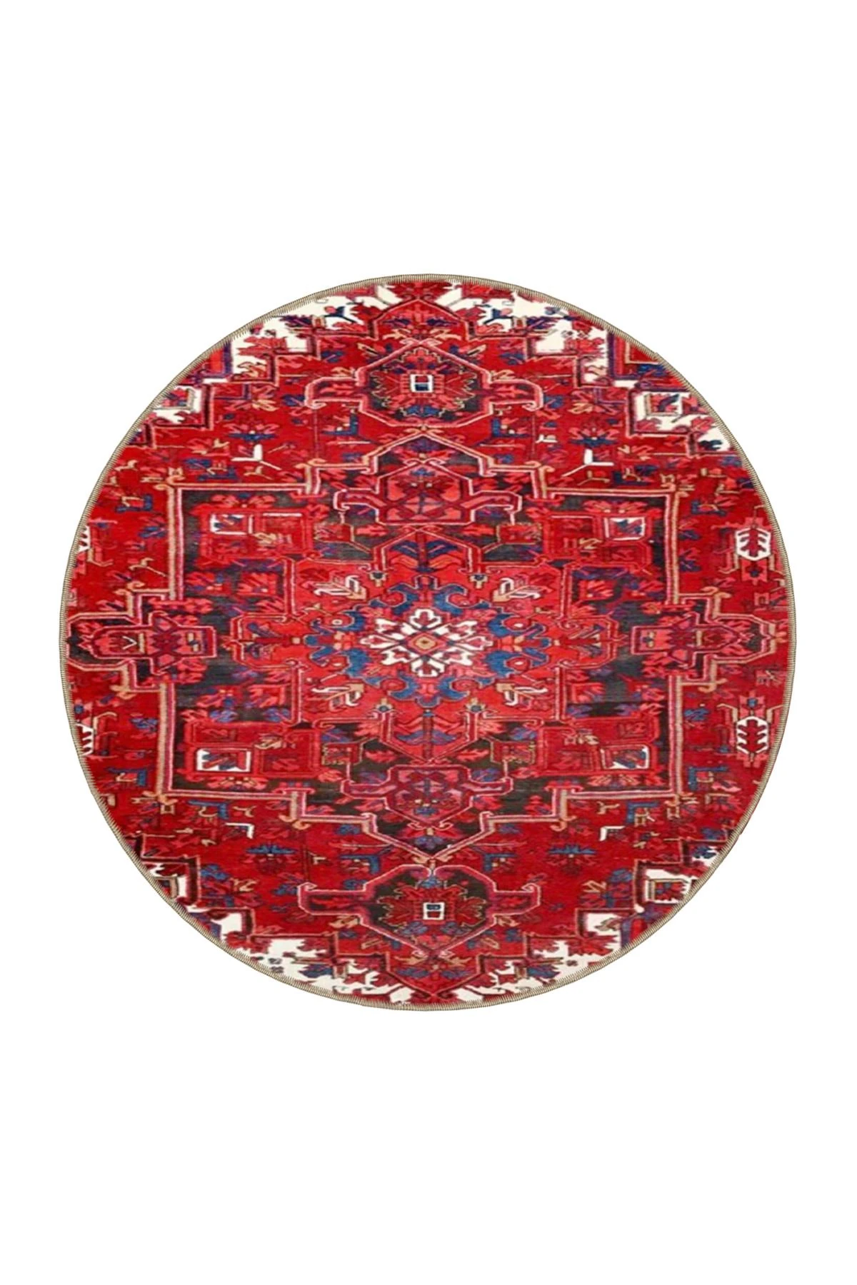 Kırmızı Renkte Geleneksel ve Geometrik Dekoratif Dokuma Taban Halı miravip15