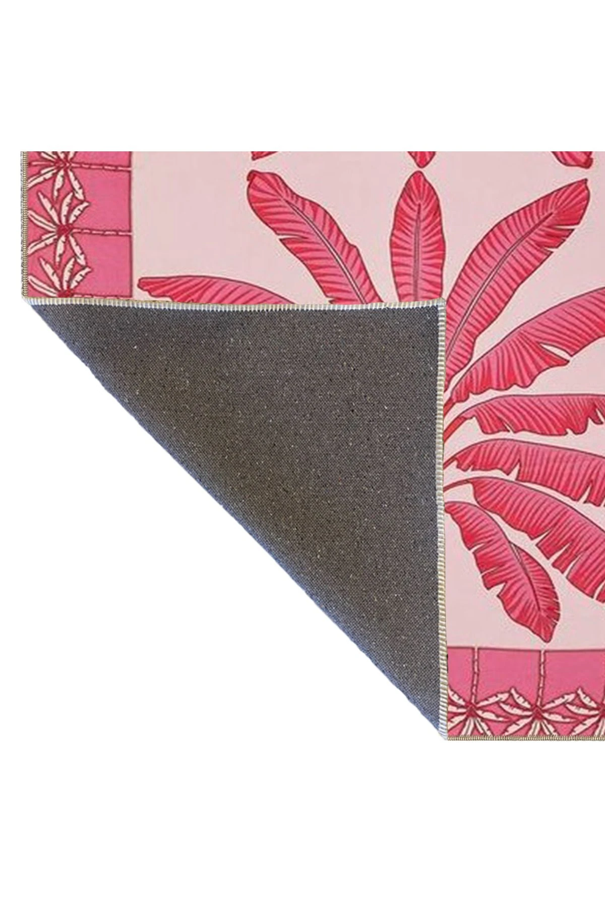 Pembe Renk Temalı Yaprak Desen Dokuma Taban Halı 3725