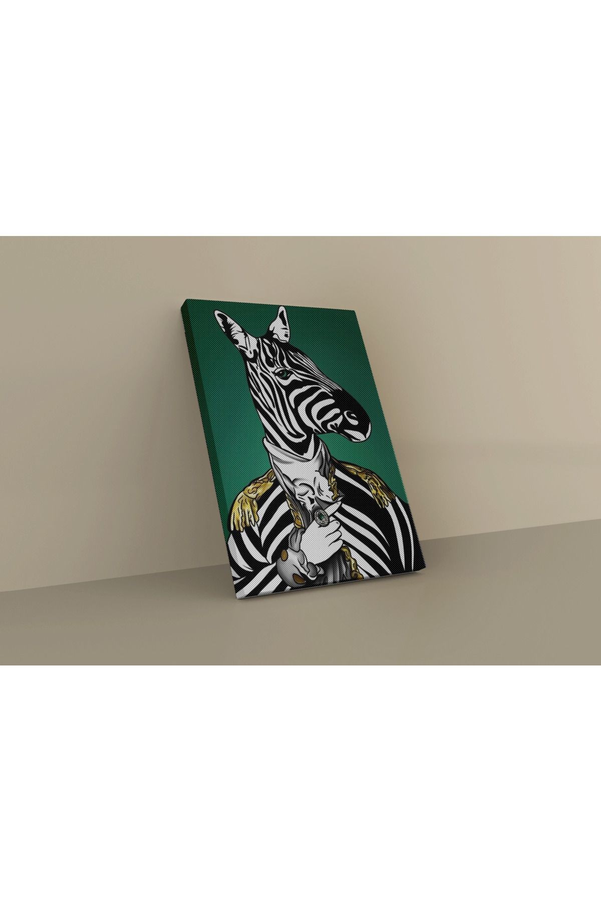 Kanvas Tablo Yeşil Temalı Soyut Zebra Desen