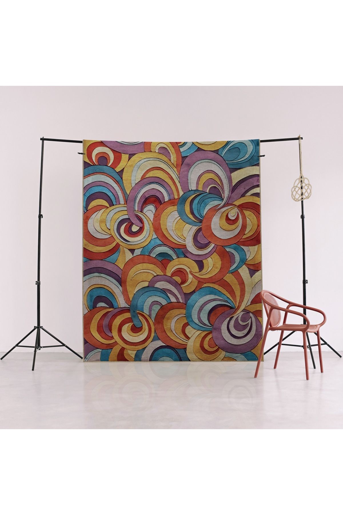 Çok Renkli Dalgalı Spiral Desenli Kreatif Modern Dekoratif Halı 2110