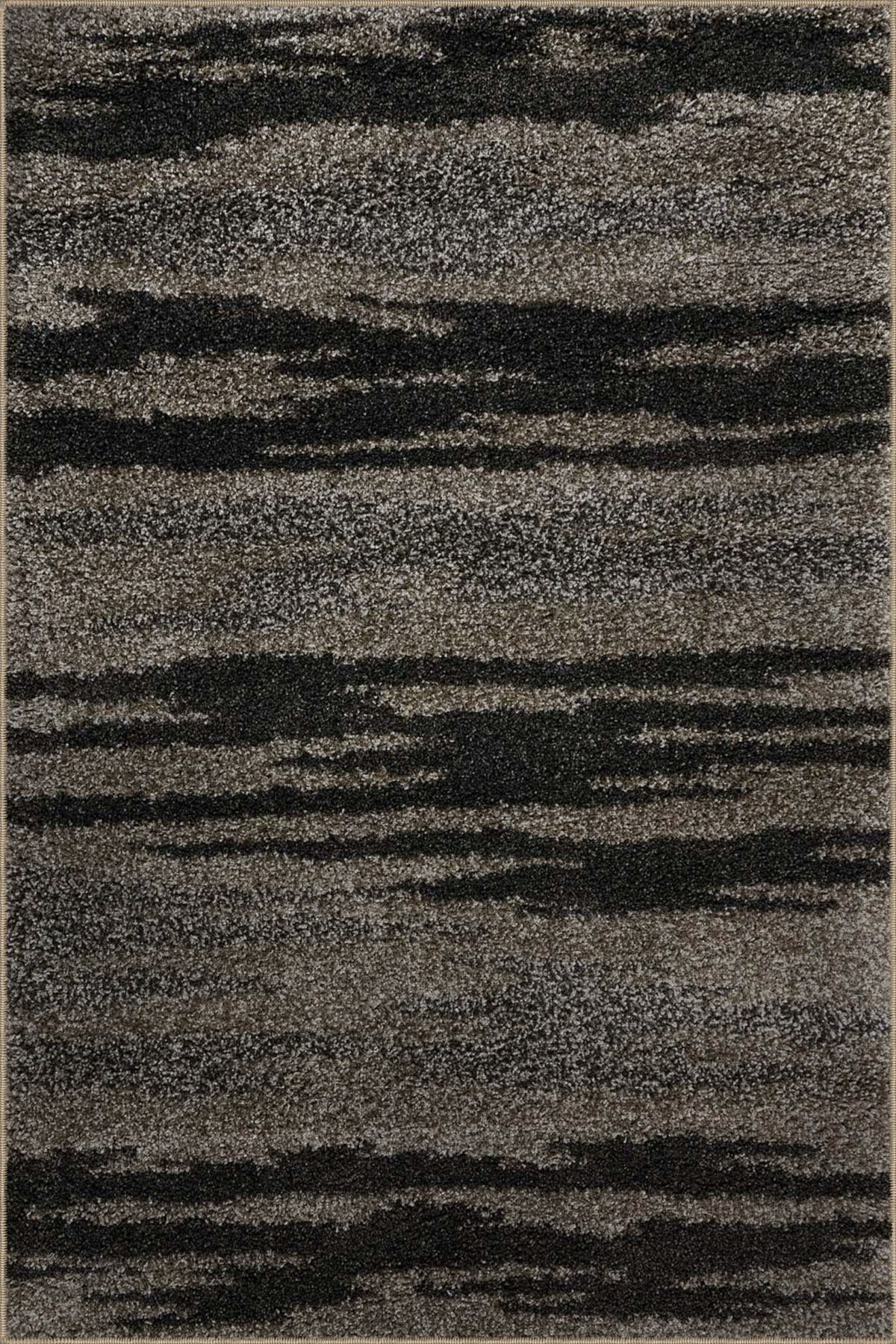 Siyah Gri Temalı Abstract Soyut Desenli Modern Dekoratif Halı 3042