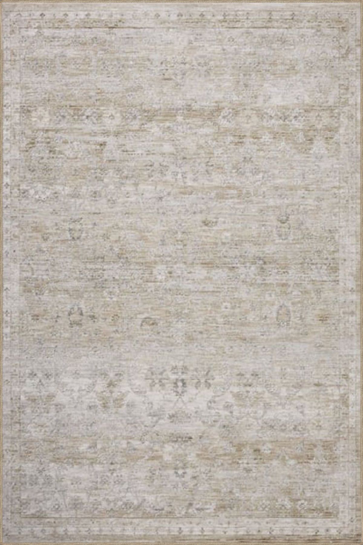 Krem Soyut Renkli Geleneksel Dekoratif Yıkanabilir Halı miravip9002