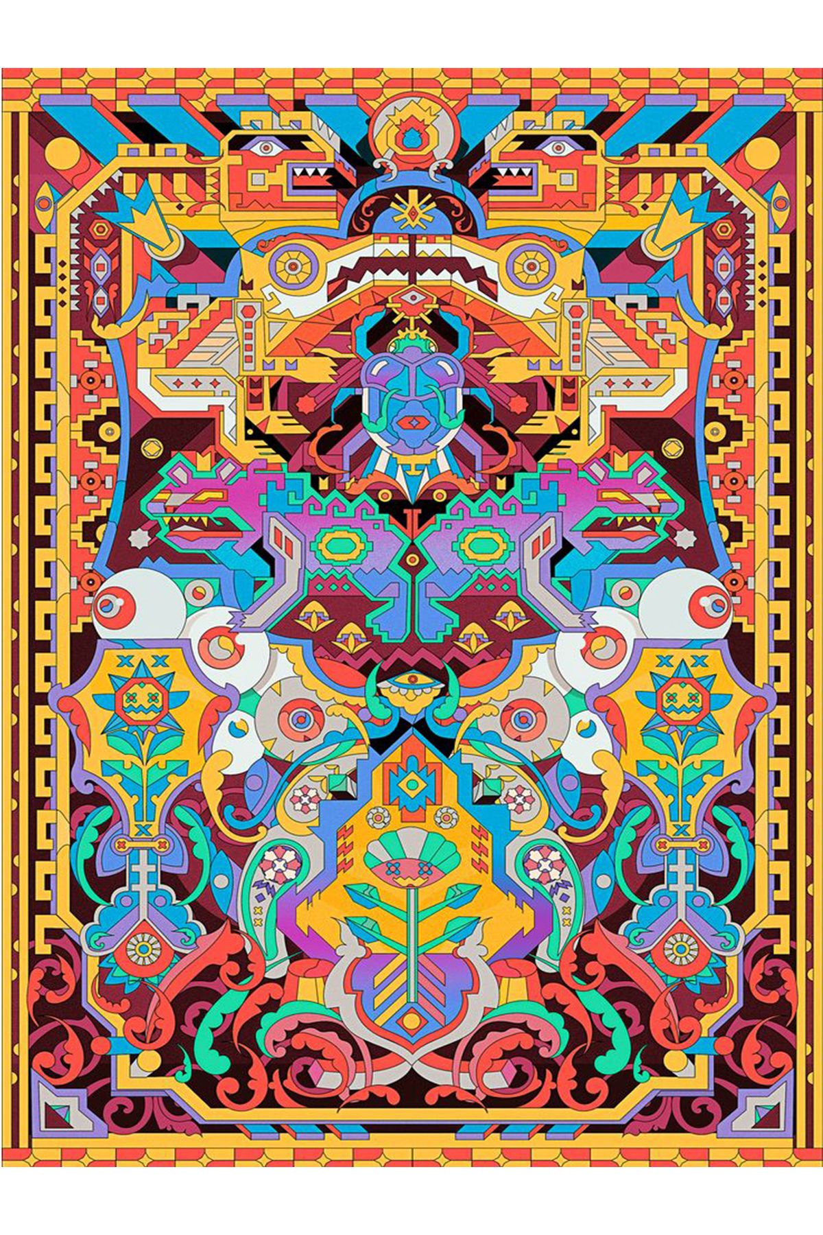 Özge Koleksiyonu Çok Renkli Geometrik Desenli Dokuma Taban Modern Dekoratif Halı özge41