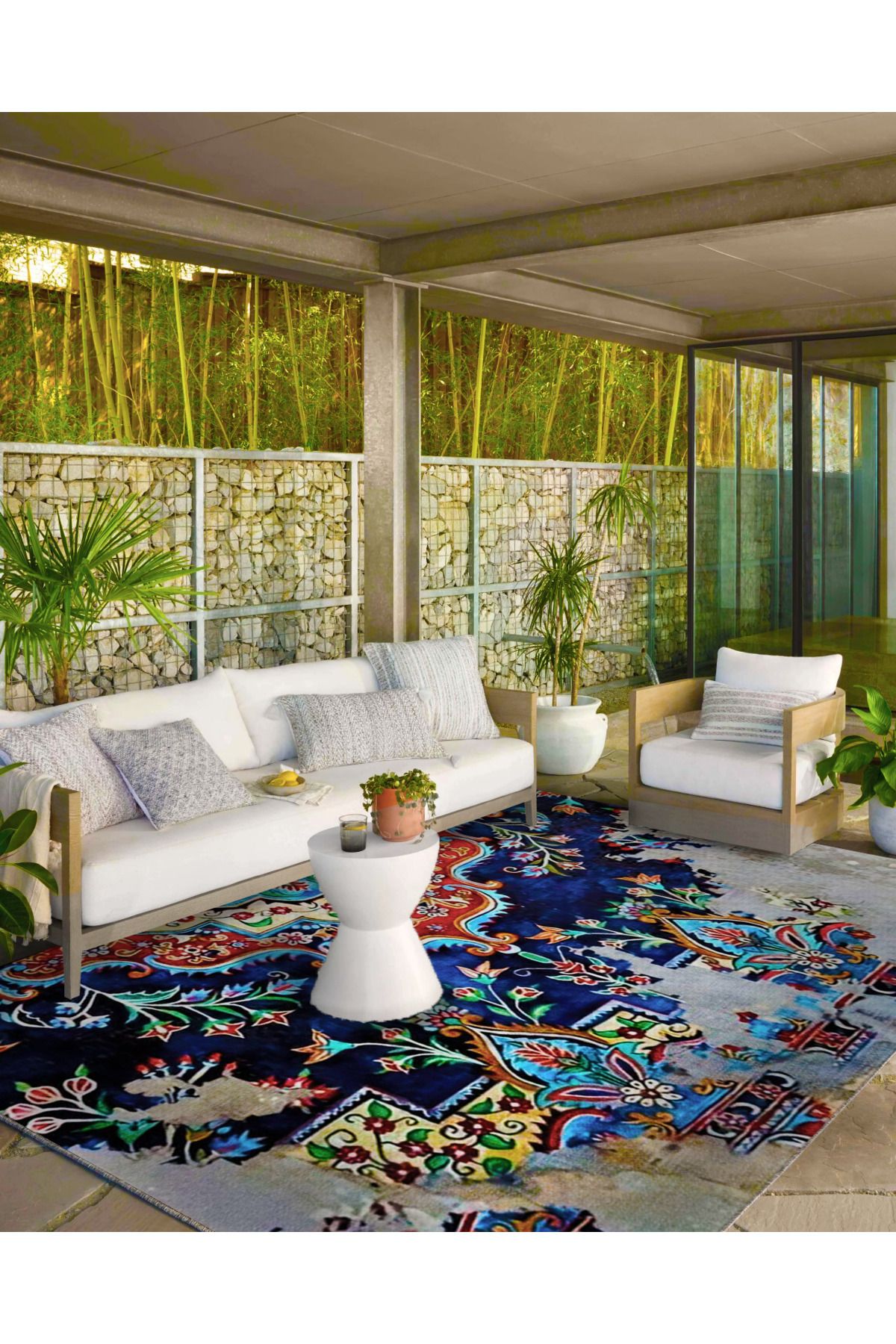 Mor Fırça Boyalı Geleneksel Desenli Dokuma Taban Halı ve Yıkanabilir Halı aloha157