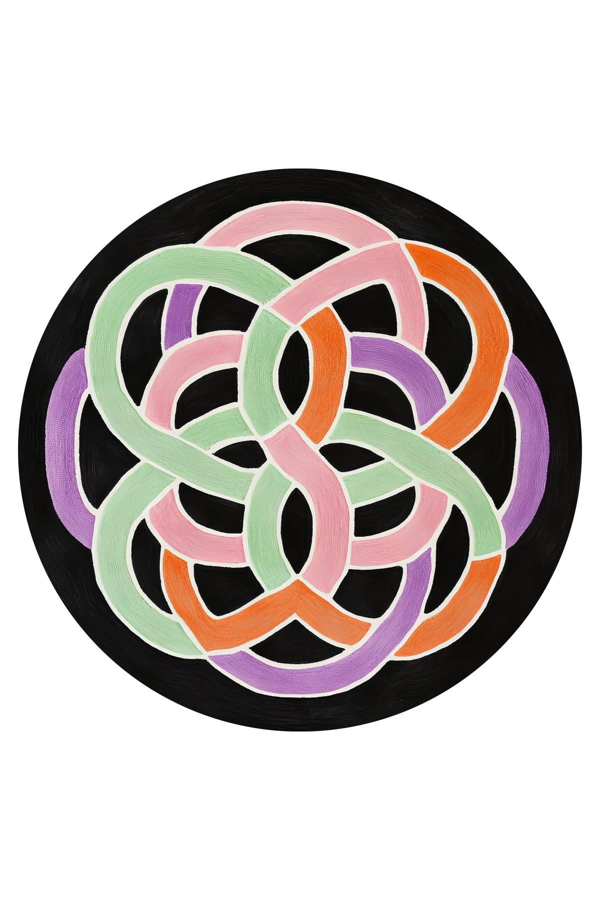Bliss Pembe Yeşil Geometrik Monogram Modern Dokuma Taban Dekoratif Yuvarlak Halı 935