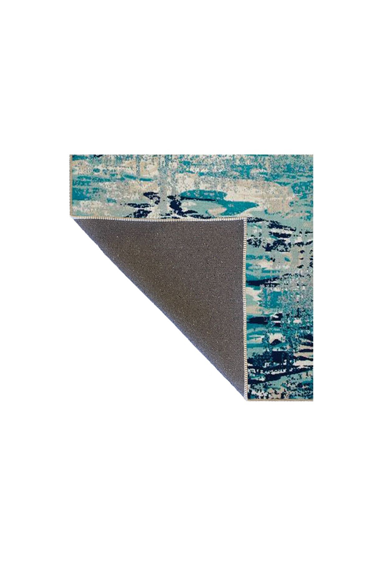 Aqua Renklerinde Piksel Desenli Modern Desenli Dokuma Taban Yıkanabilir Halı miravip8398