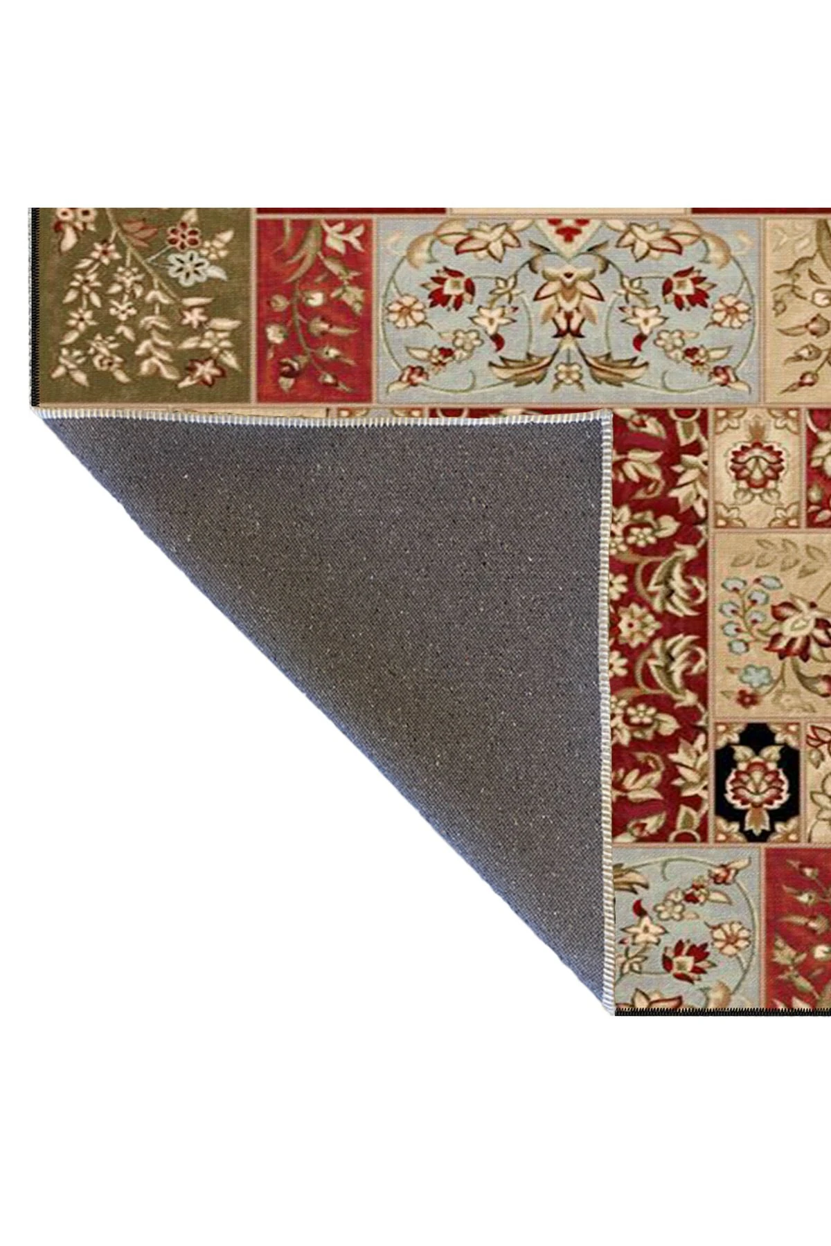 Kahverengi ve Kırmızı Renklerde Geometrik Kareli Dokuma Taban Halı 4436