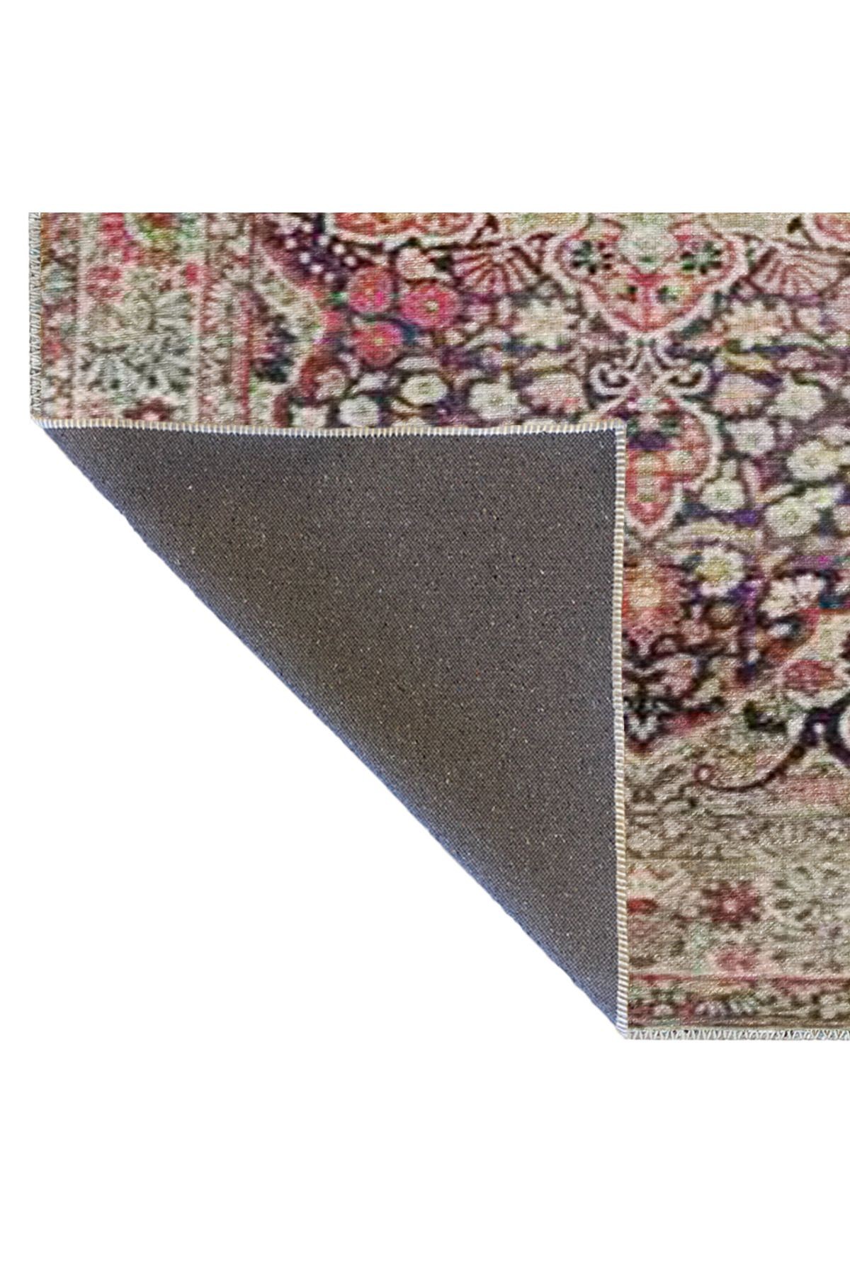 Çok Renkli Geleneksel Motif Etnik Çiçek Desenli Vintage Dekoratif Halı 3314