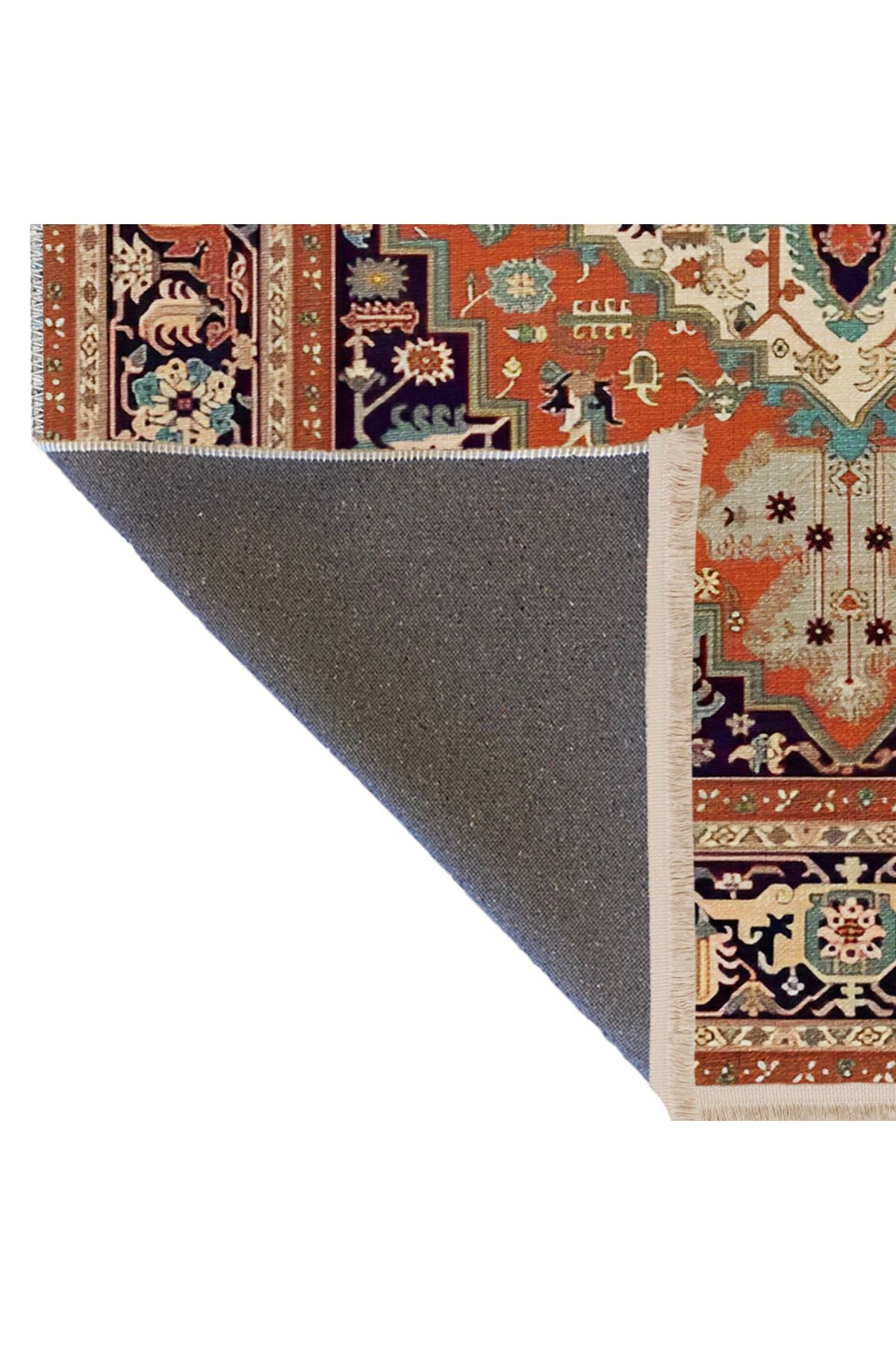 Açık Ton Çok Renkli Geleneksel Motif Etnik Desenli Vintage Dekoratif Halı 1904