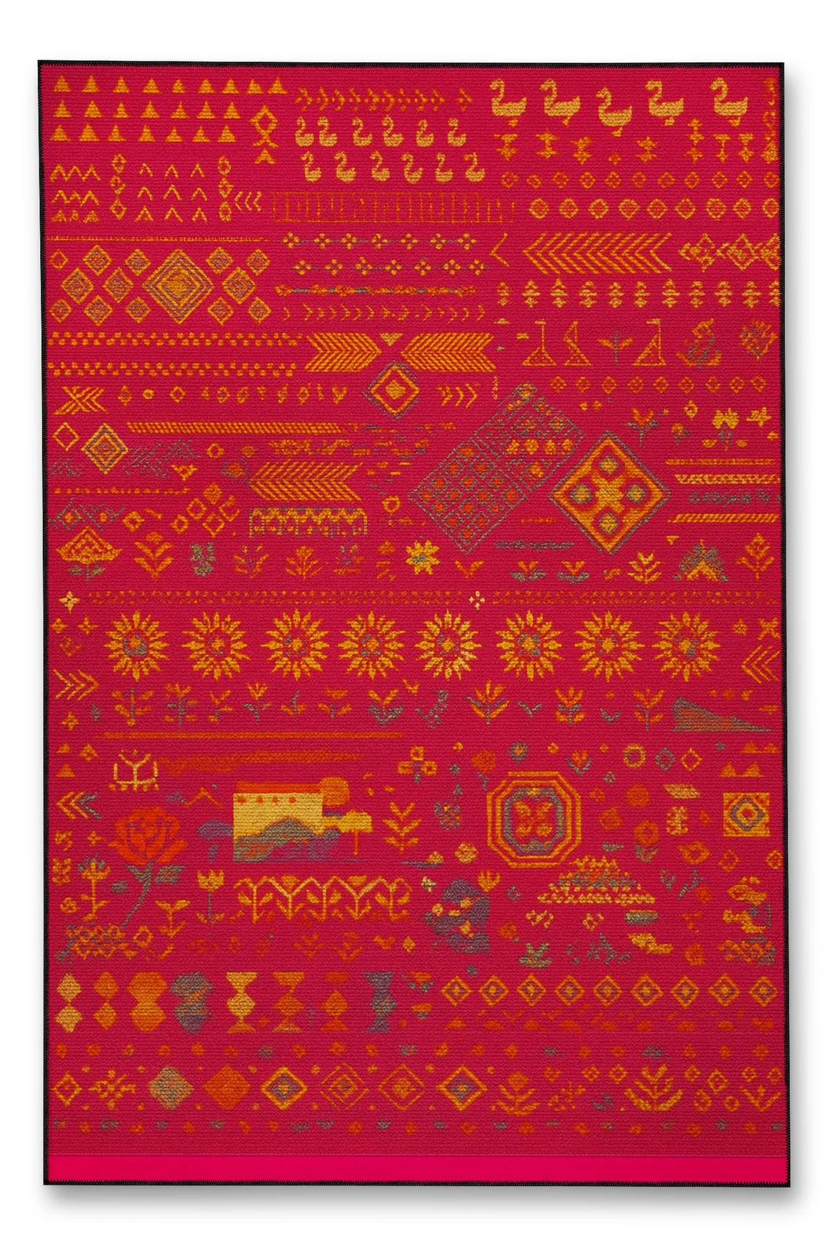 MOSSO Klasik Anadolu Geleneksel Desenli Dokuma Taban Vintage Dekoratif Halı mosso853