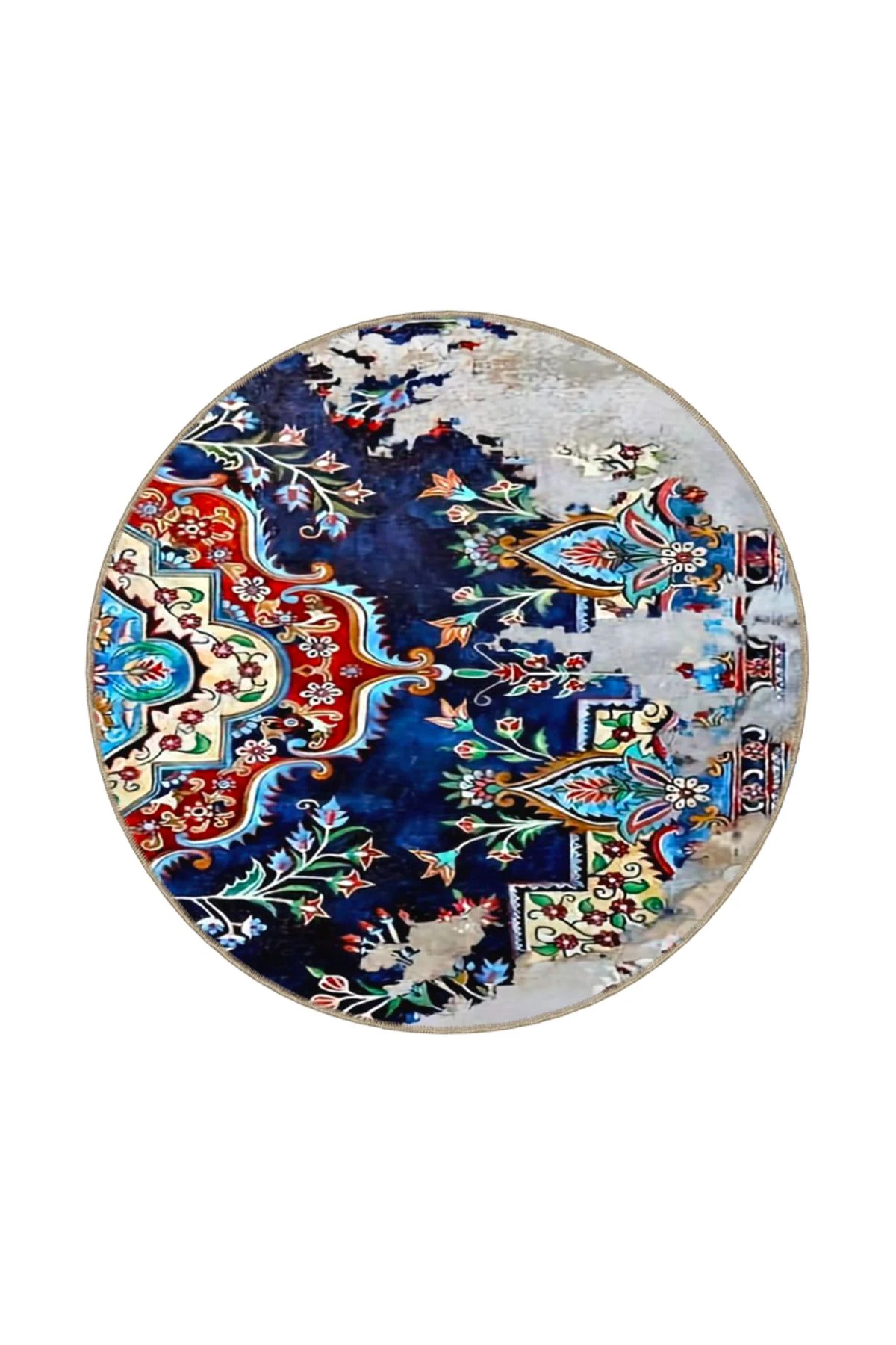 Mor Fırça Boyalı Geleneksel Desenli Dokuma Taban Halı ve Yıkanabilir Halı aloha157