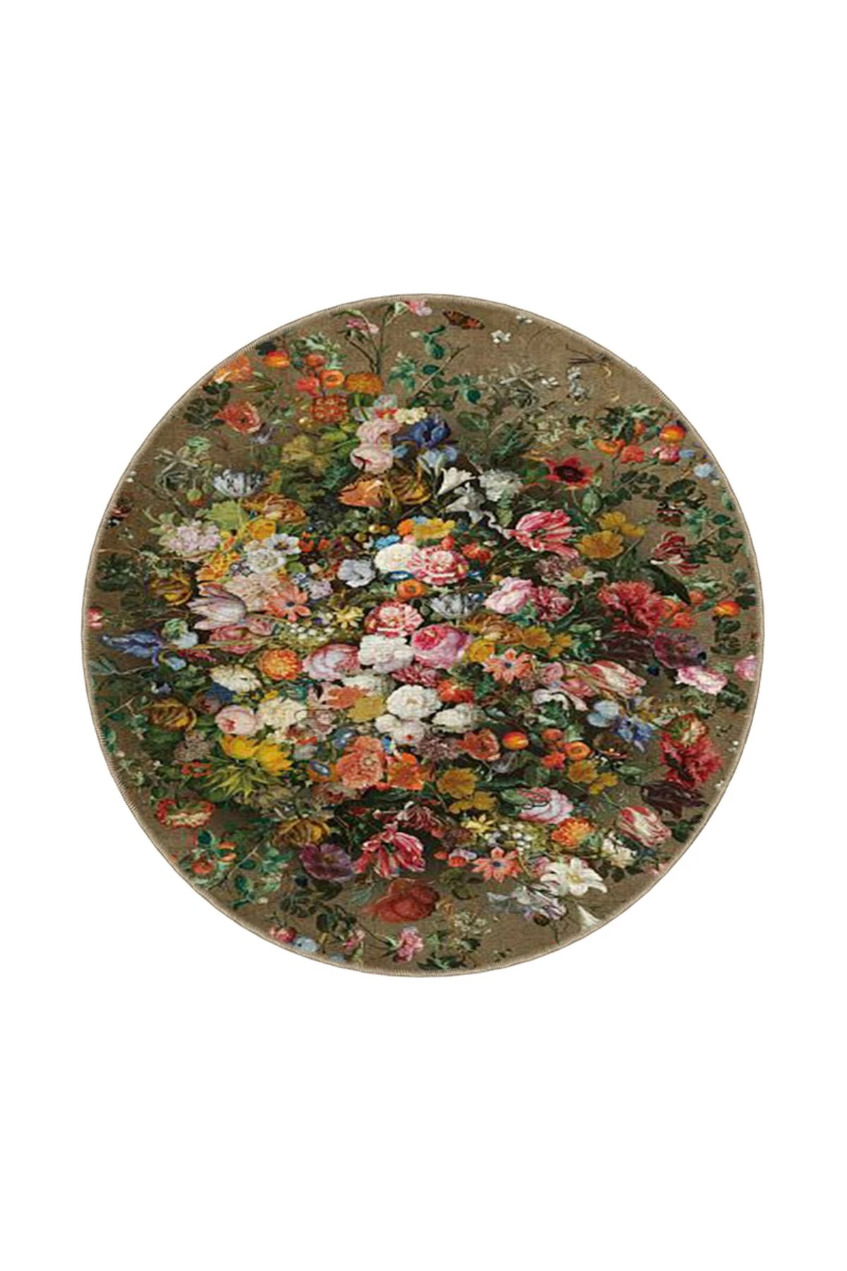 Kahverengi Temalı Çok Renkli Çiçekli Dokuma Taban miravip840