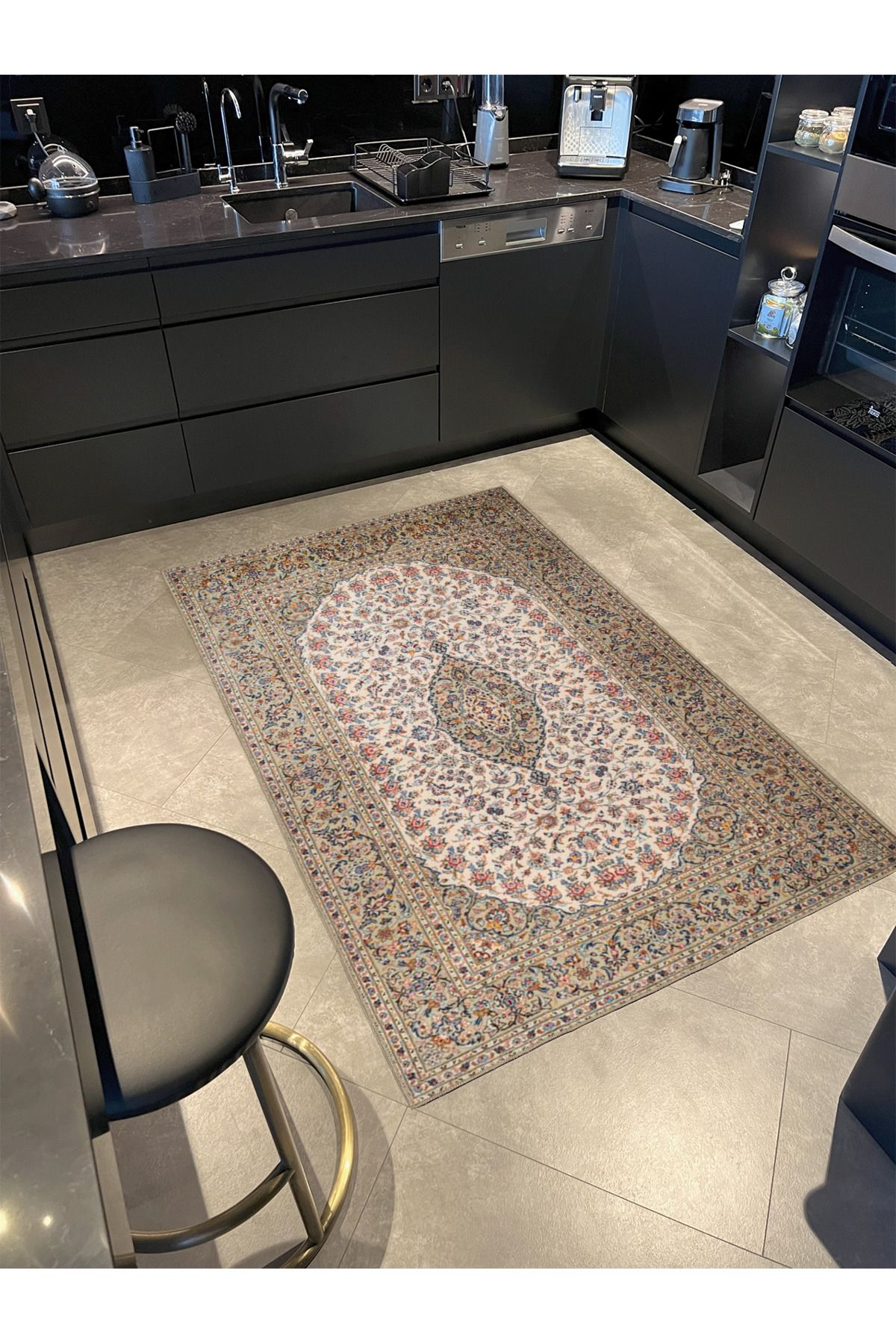 Kahverengi Tonlarda Oval Desenli Modern Dokuma Taban ve Dekoratif Halı miravip102