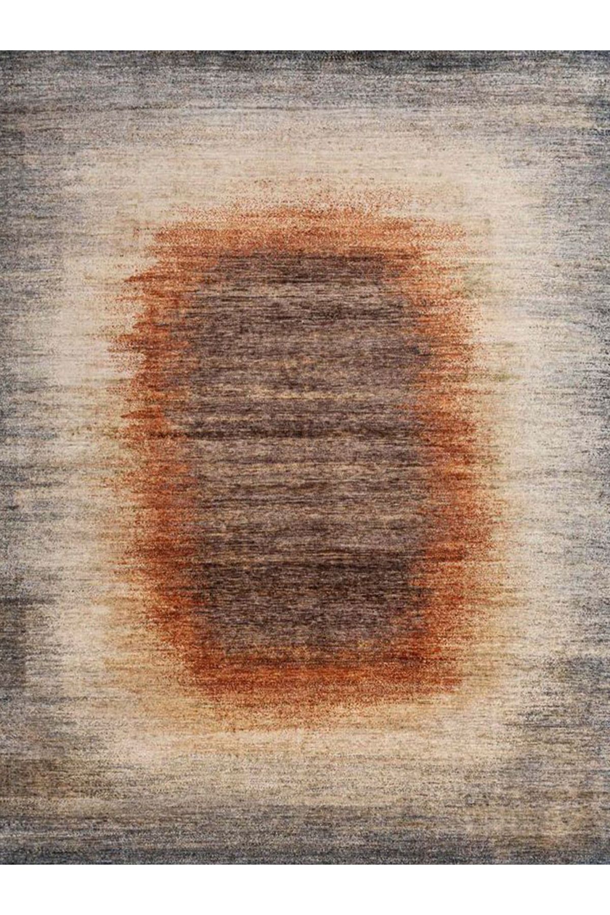 Güney Koleksiyonu Kahverengi Temalı Soyut Çizgili Klasik Desenli Vintage Dekoratif Halı 50