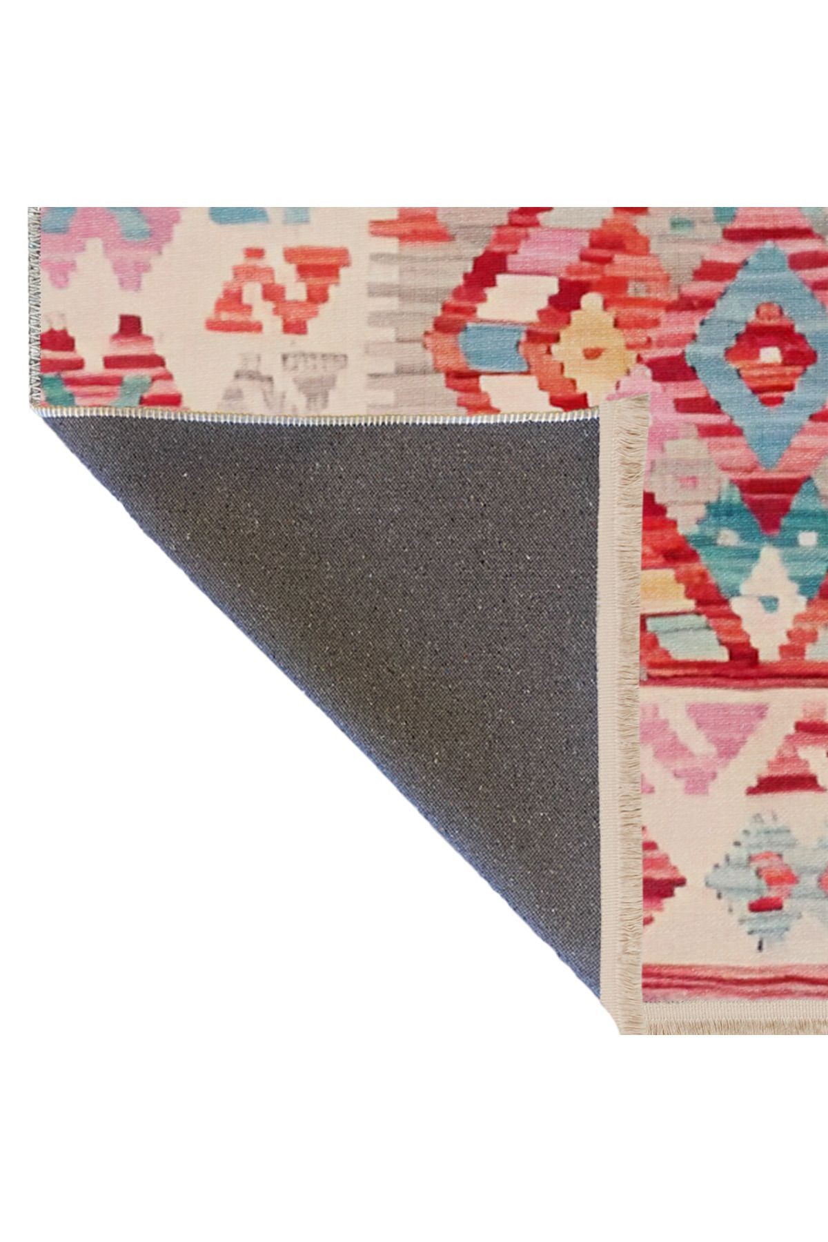 Açık Ton Çok Renkli Karma Geometrik Şekil Desenli Modern Dekoratif Halı 1955