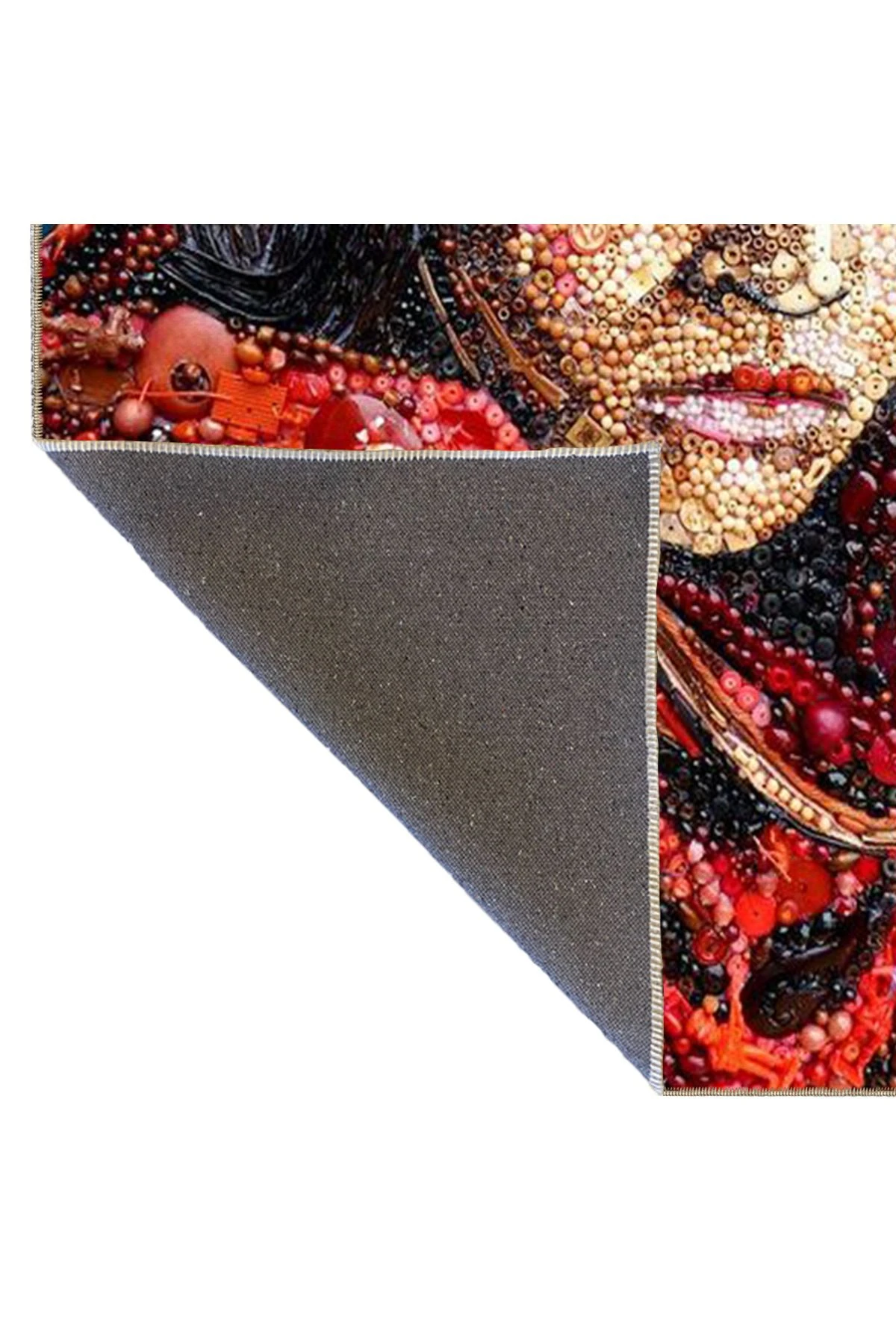 Mavi Kırmızı Temalı Soyut Kadın Portre Desenli Kreatif Modern Dekoratif Halı 3580