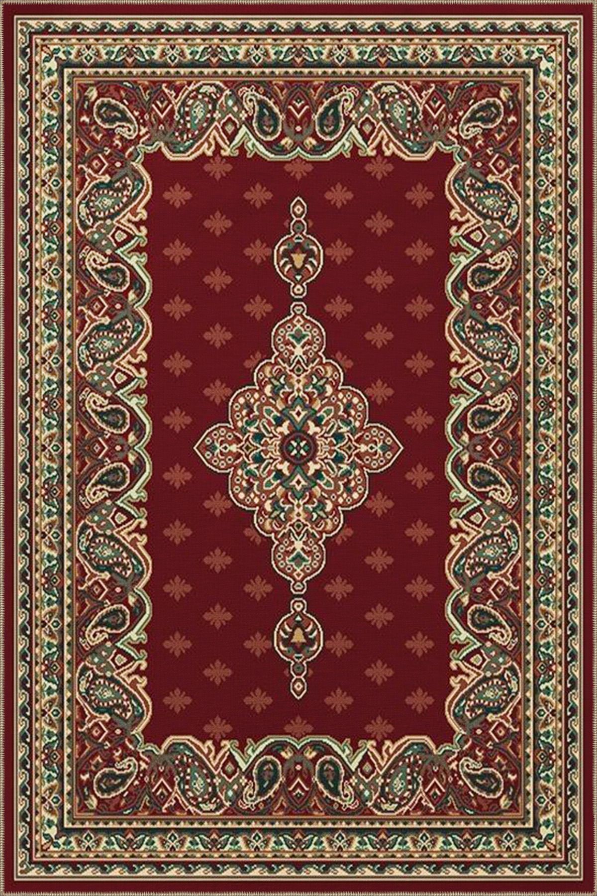 Etnik Desenli Bordo Dokuma Taban Halı 4288